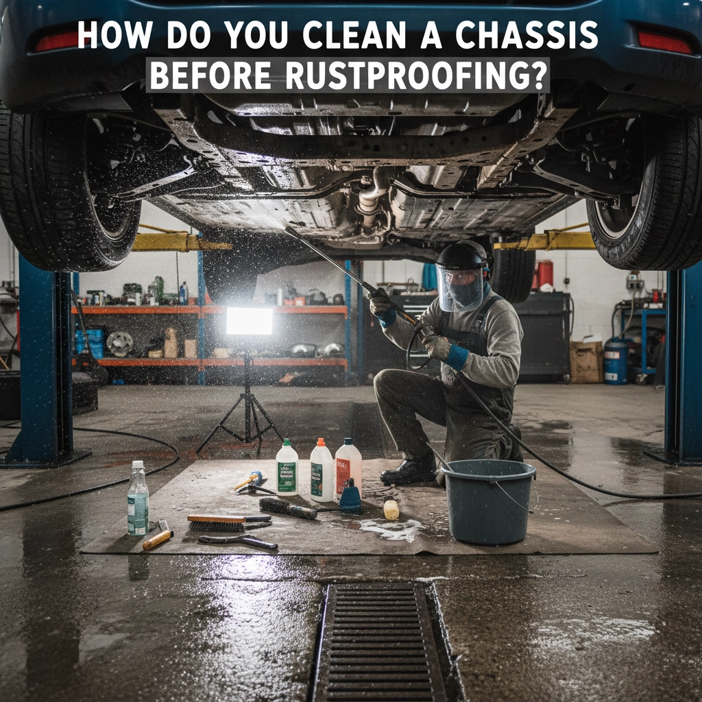 How do you clean a chassis before rustproofing?