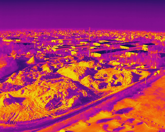 Thermal Aerial Image of Industrial Area