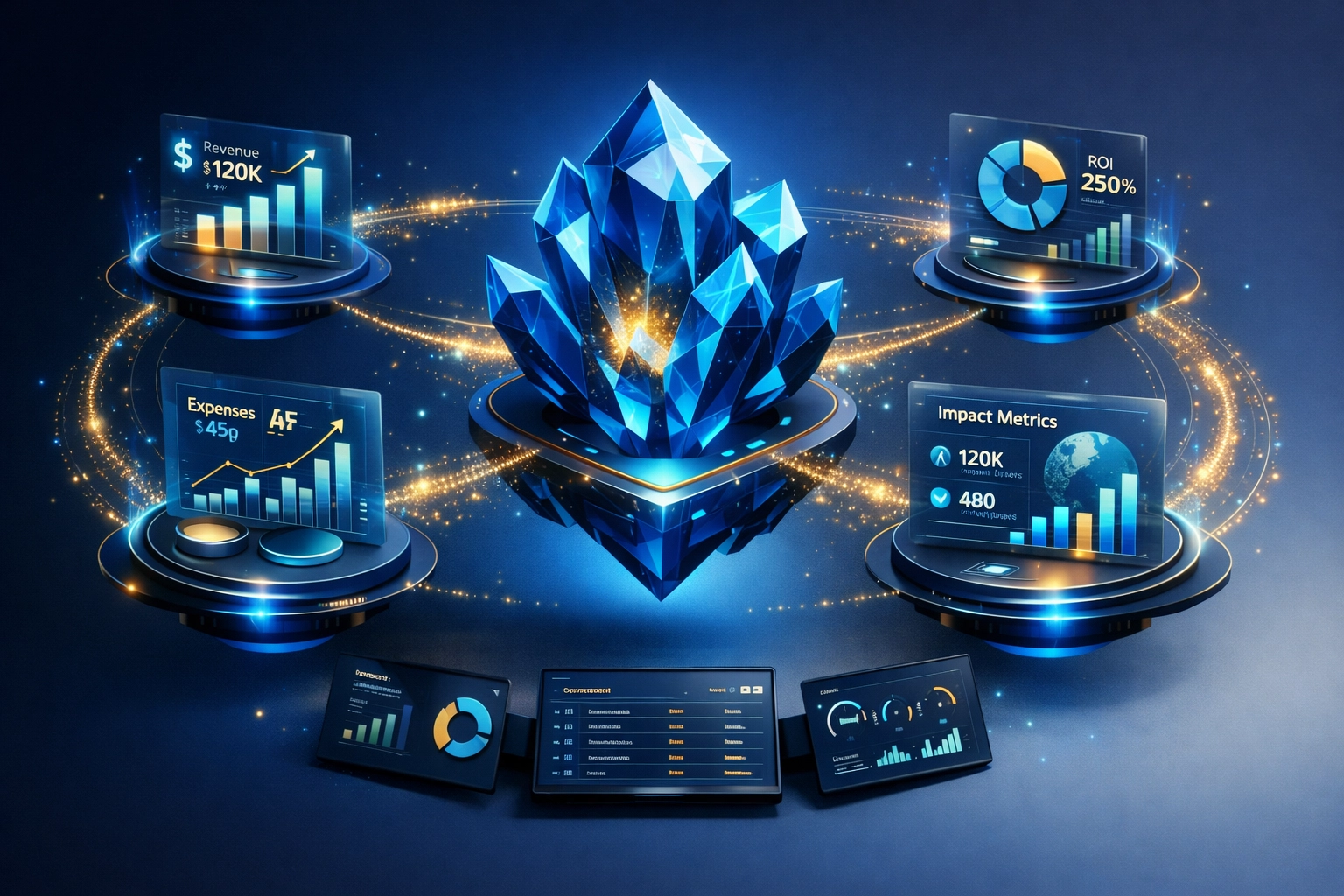 Enterprise master wallet dashboard with sub-wallets tracking social impact metrics