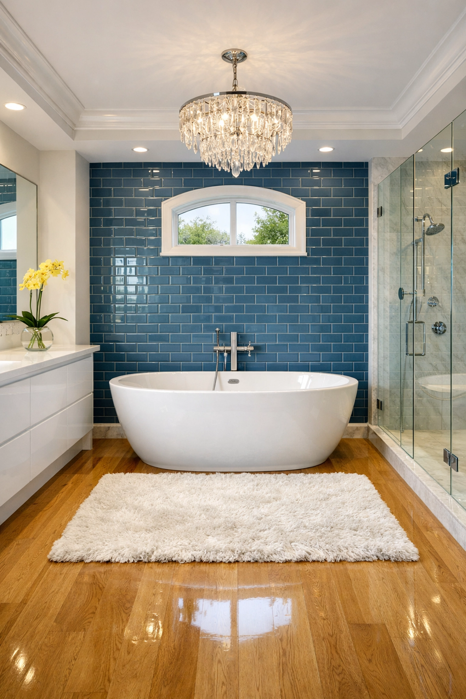 Spotless luxury bathroom in Edgartown maintained by professional cleaning services.