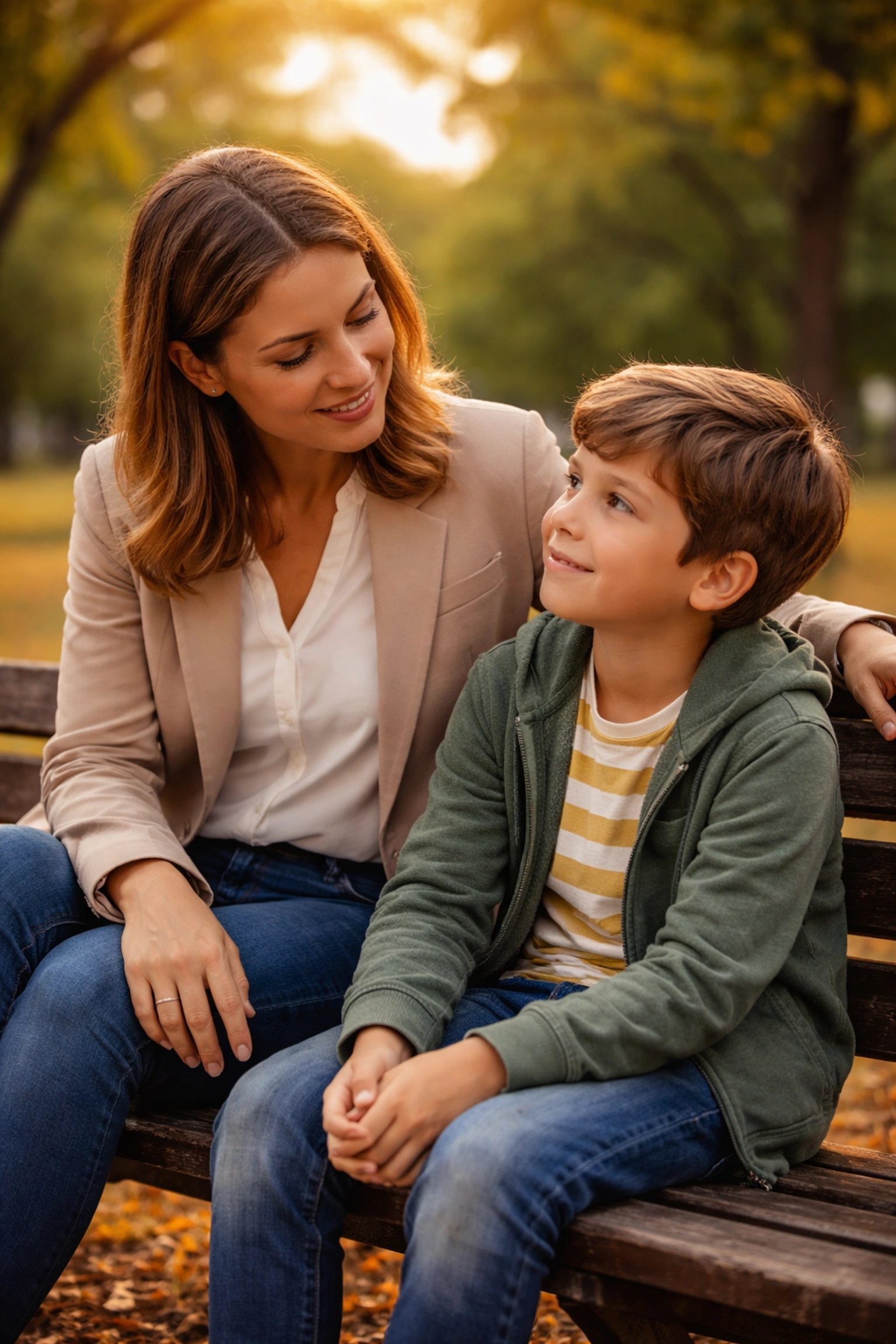 Guardian ad Litem in Fredericksburg VA speaking with child in a park, fostering open communication and trust