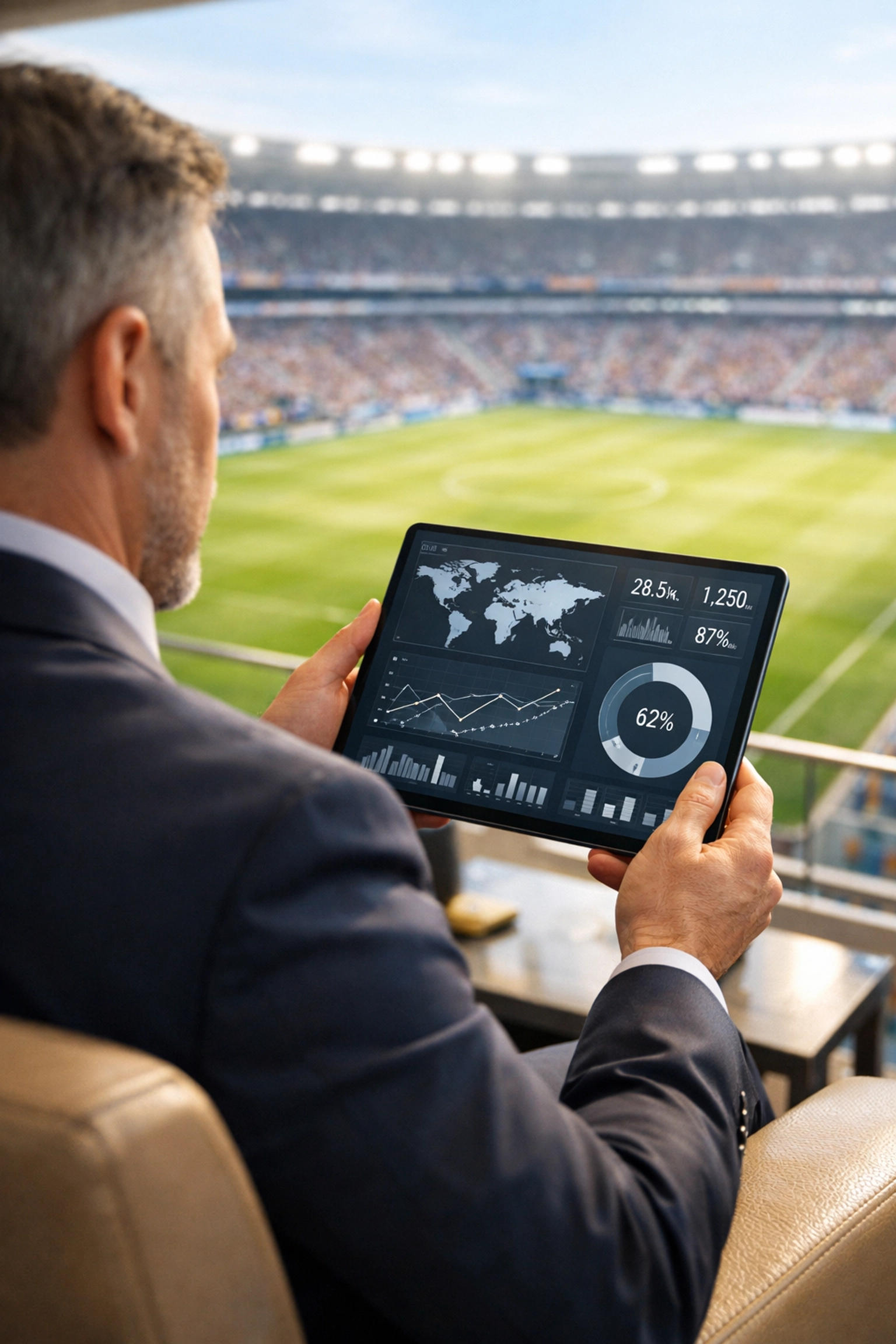PRESS RELEASE: 10 Reasons Your Super Bowl Brand Visibility Isn’t Working (And How USA Entertainment Travel’s Integrated Platform Fixes It) Executive using an integrated platform dashboard to manage Super Bowl corporate travel and brand visibility.