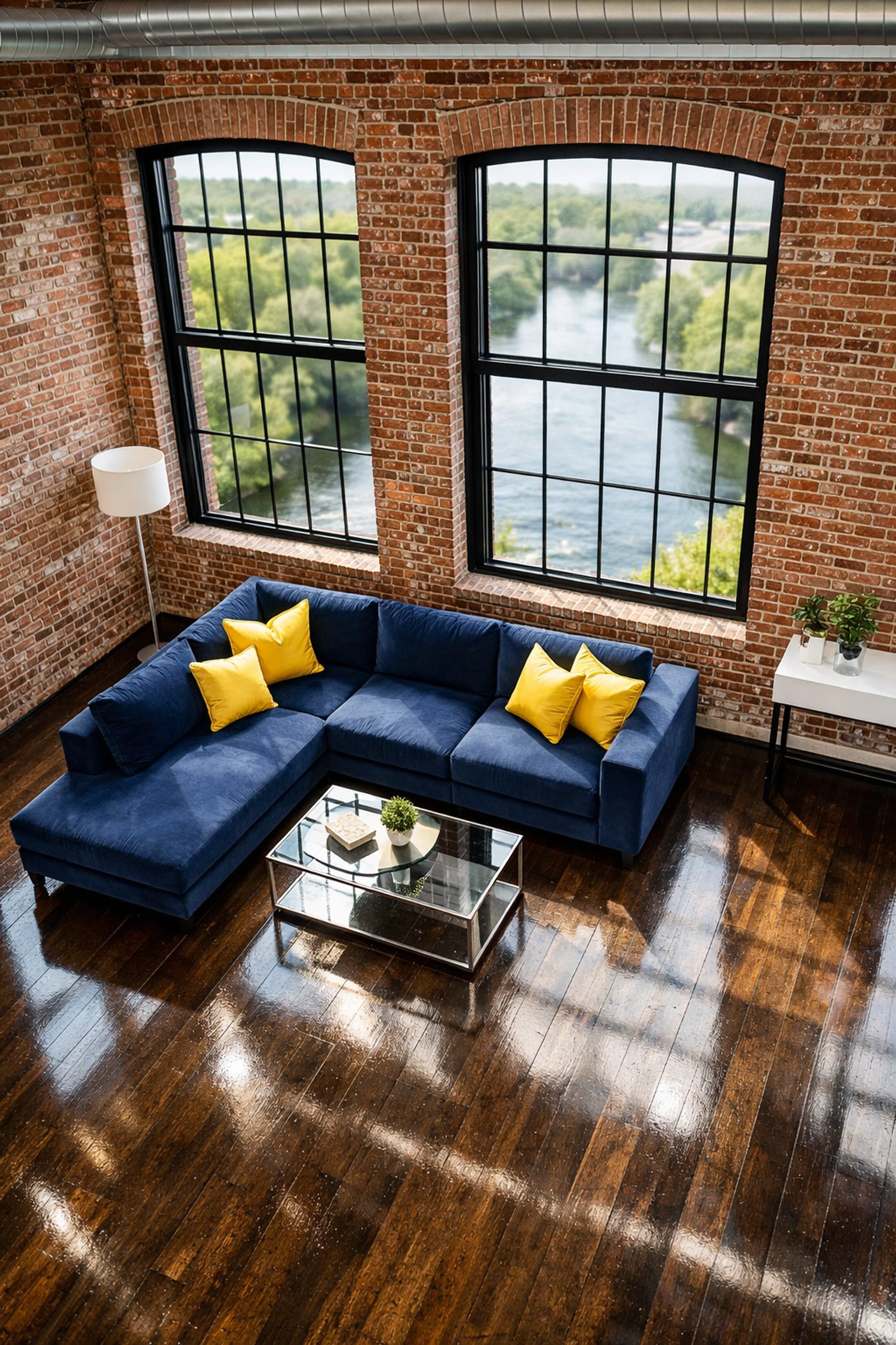 Spotless historic Lowell loft with polished hardwood floors after a professional deep cleaning Lowell service.