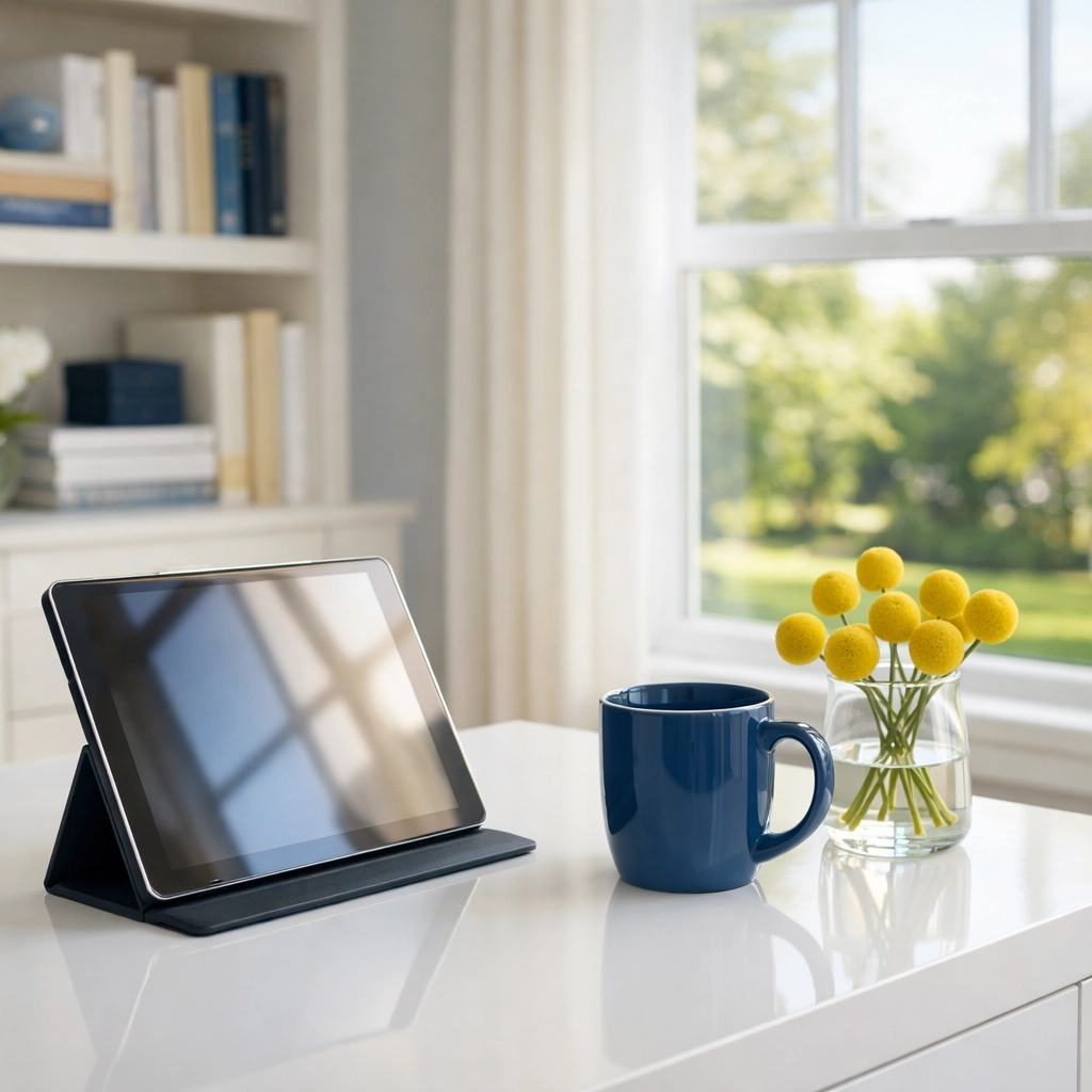 A spotless luxury home office in Massachusetts showing the results of reliable house cleaning services MA.