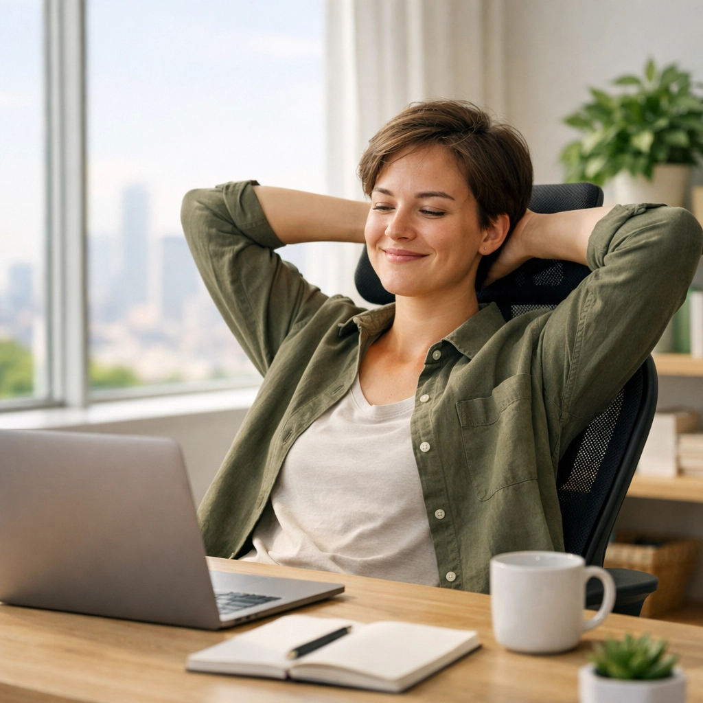 Relief for a startup founder viewing clear financial data through monthly bookkeeping services.