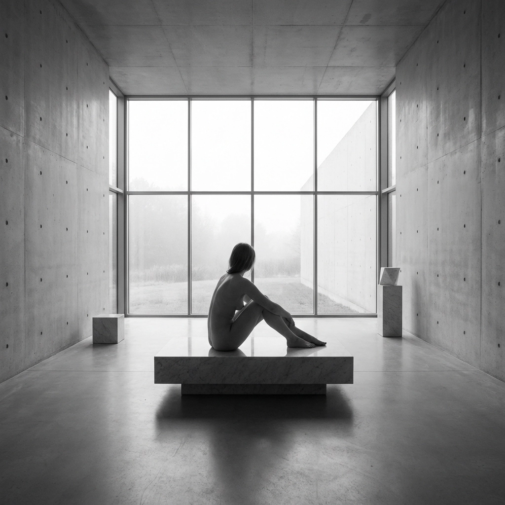 A nude model posed by a bright window illustrating natural lighting for fine art nude photography.