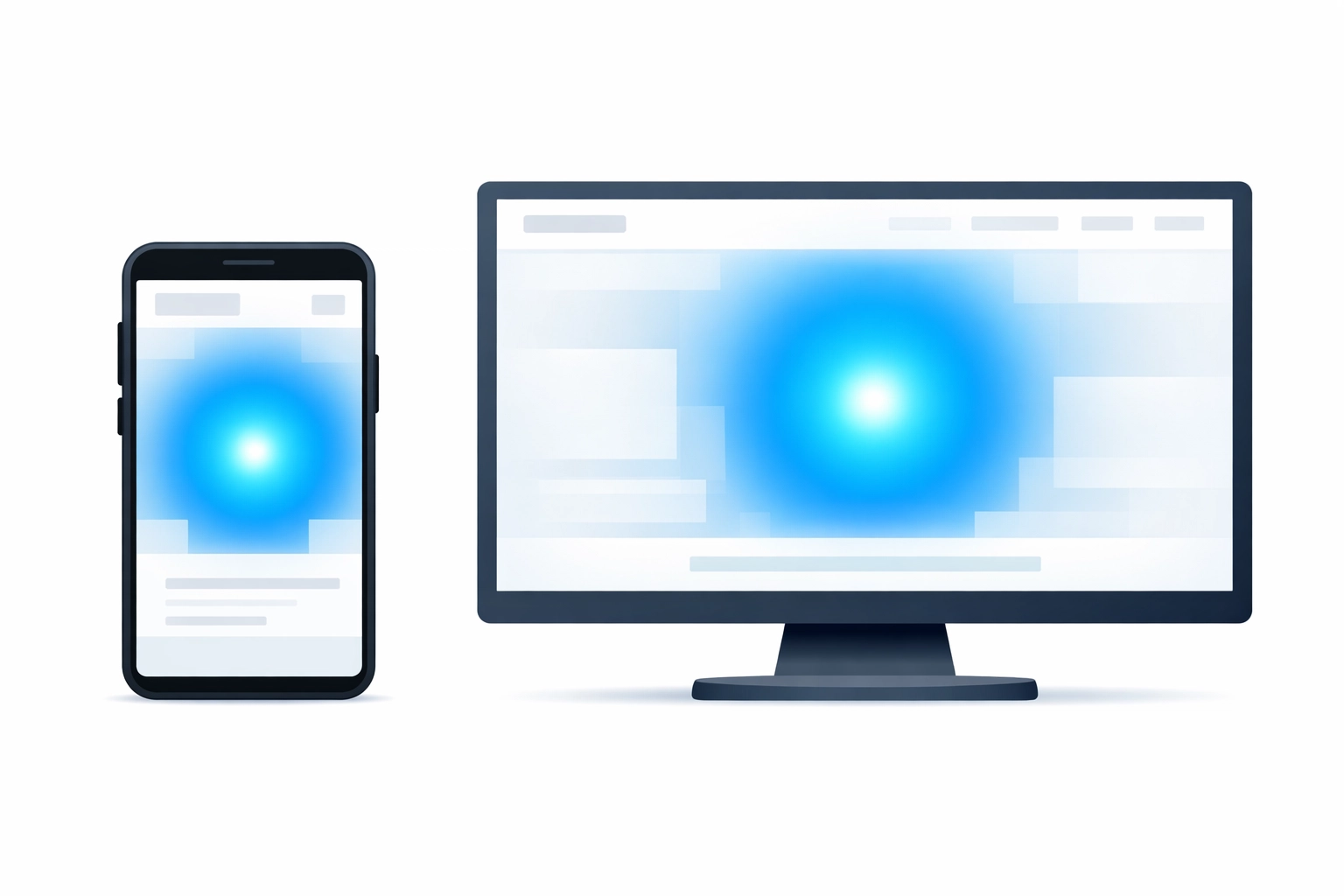 Illustration of priority content loading on mobile and desktop screens to improve Largest Contentful Paint.