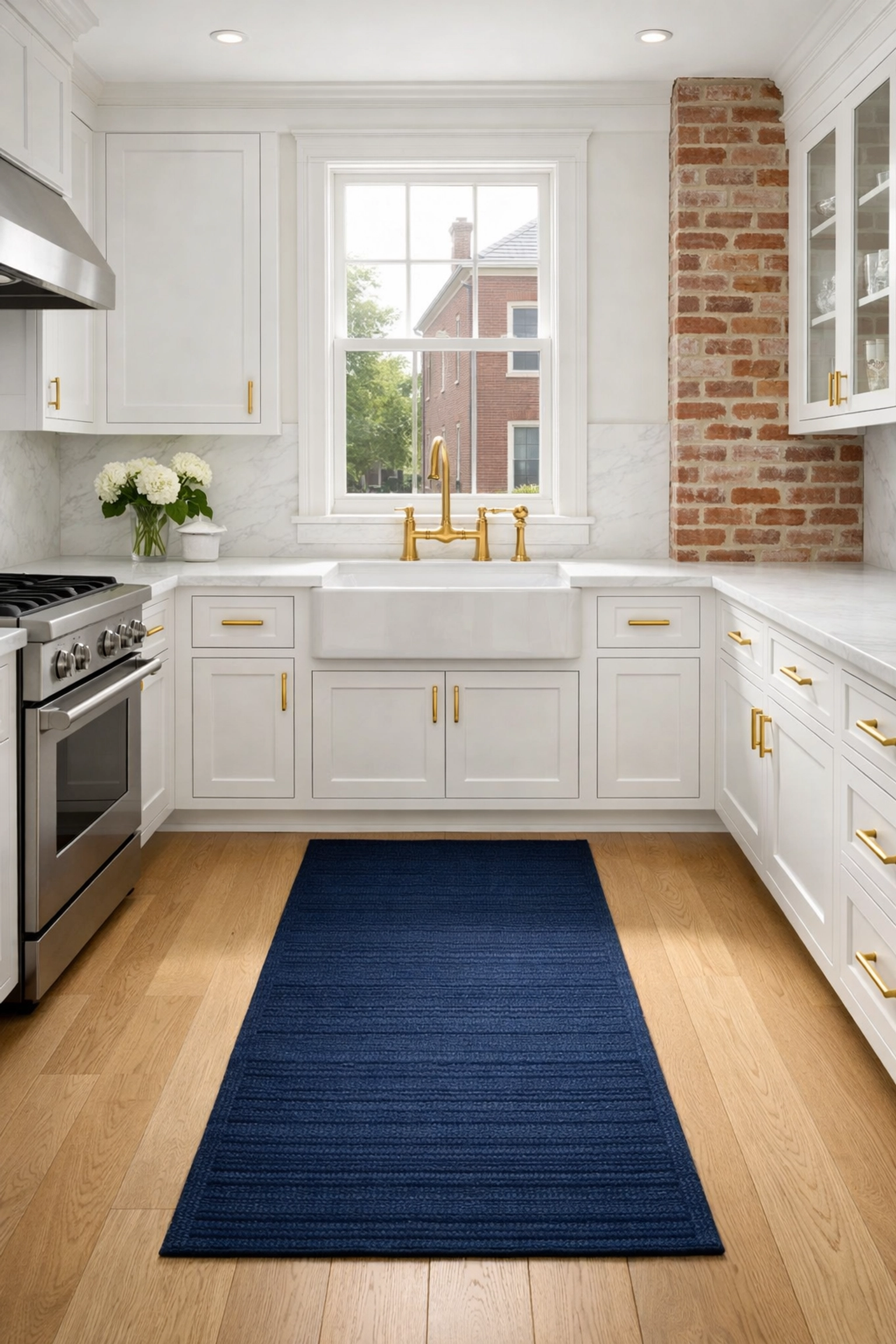 A clean historic kitchen in Lexington showcasing professional residential cleaning results on marble counters.