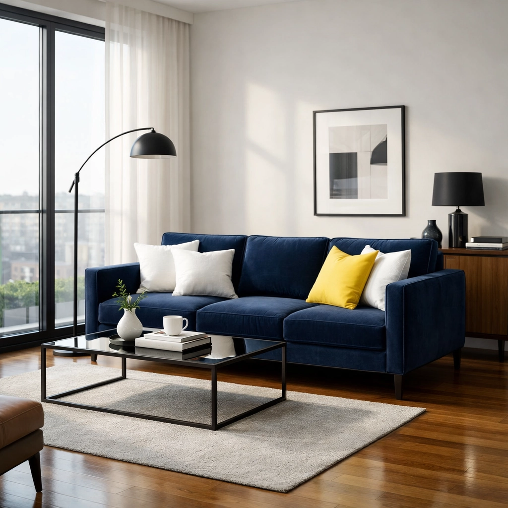 A pristine living room maintained with regular bi weekly house cleaning services.