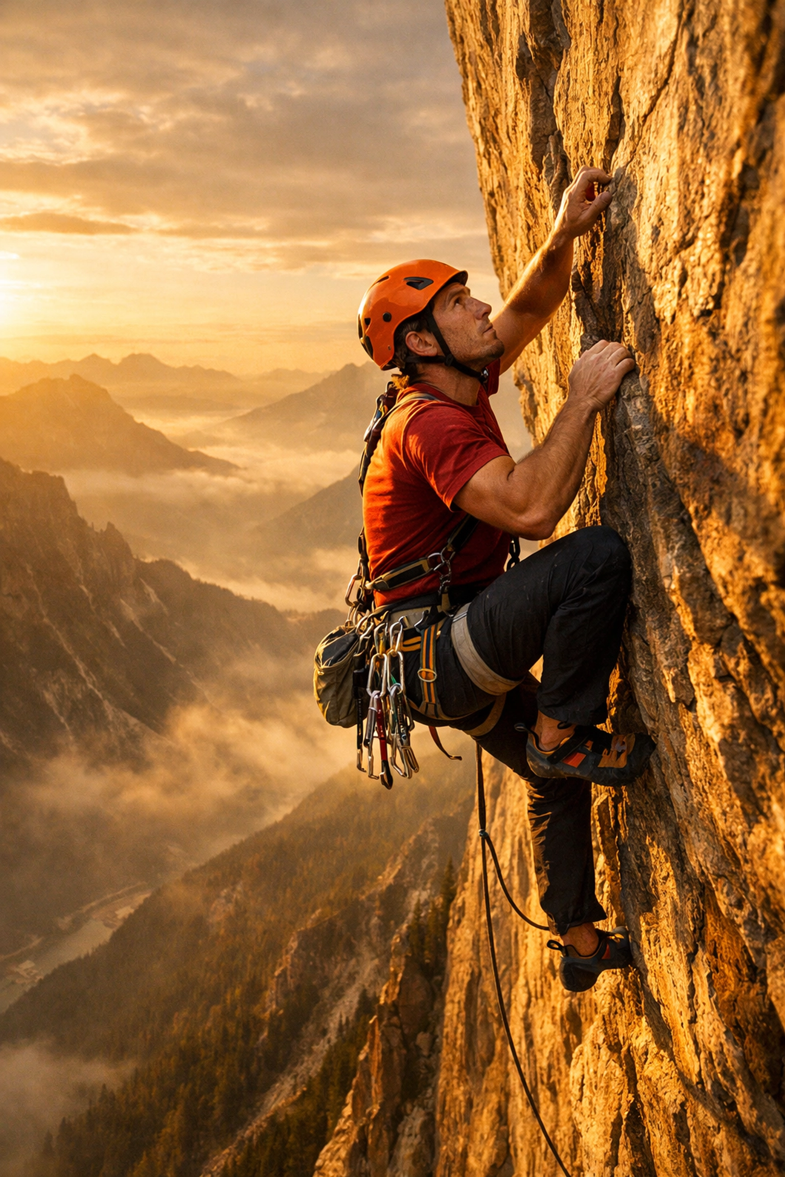 Investor scaling mountain representing growth and benefits of private equity diversification at scale