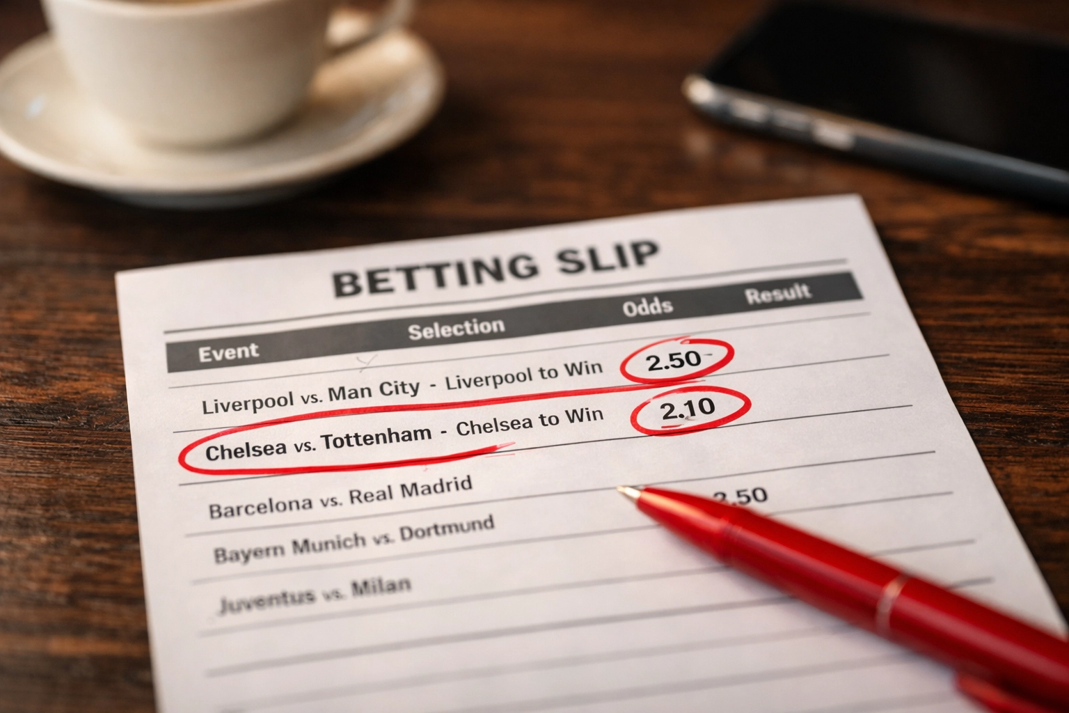 Wettschein mit 2er-Kombination für sichere Sportwetten-Strategie