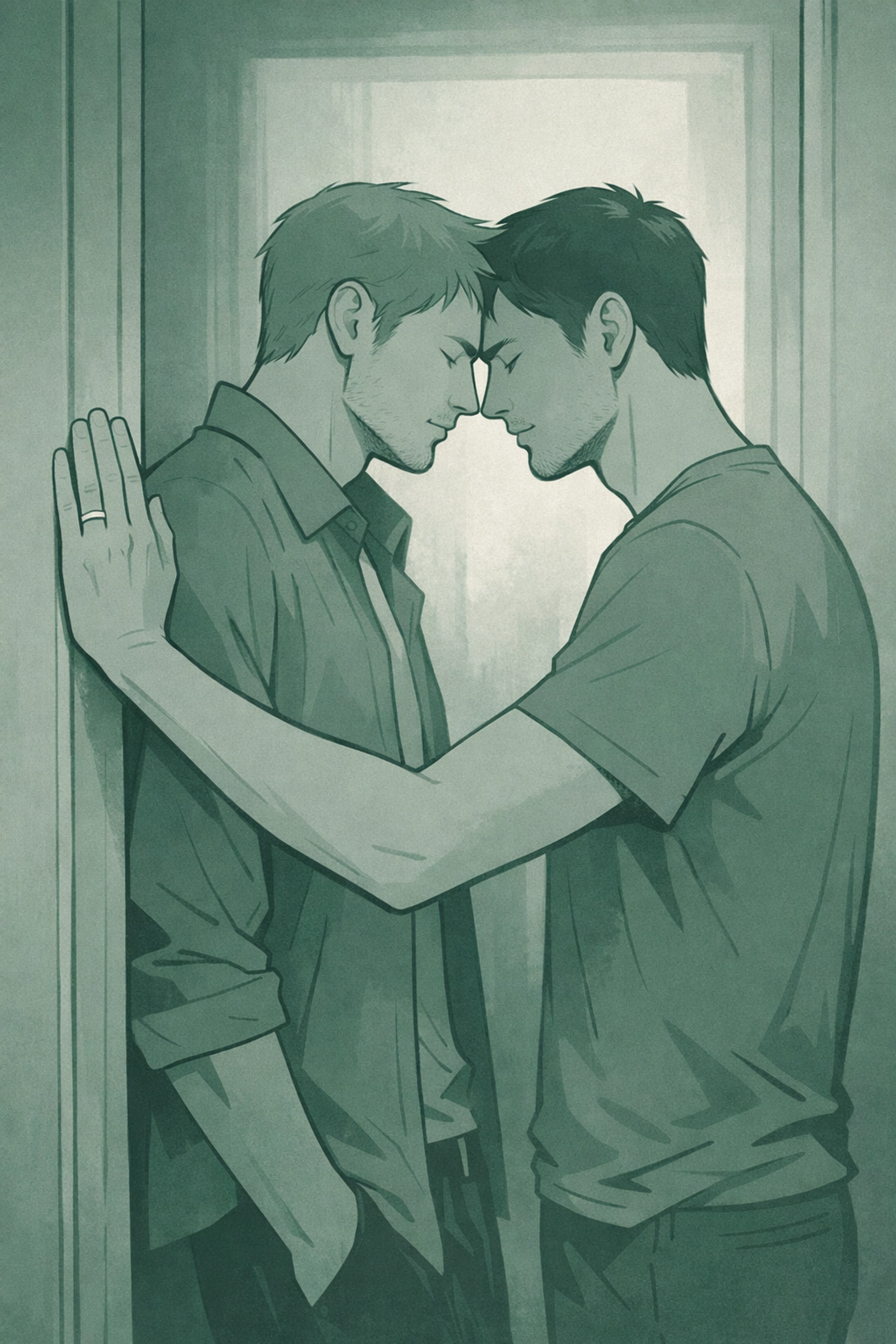 Bisexual married man in intimate encounter with another man showing vulnerability and forbidden MM connection