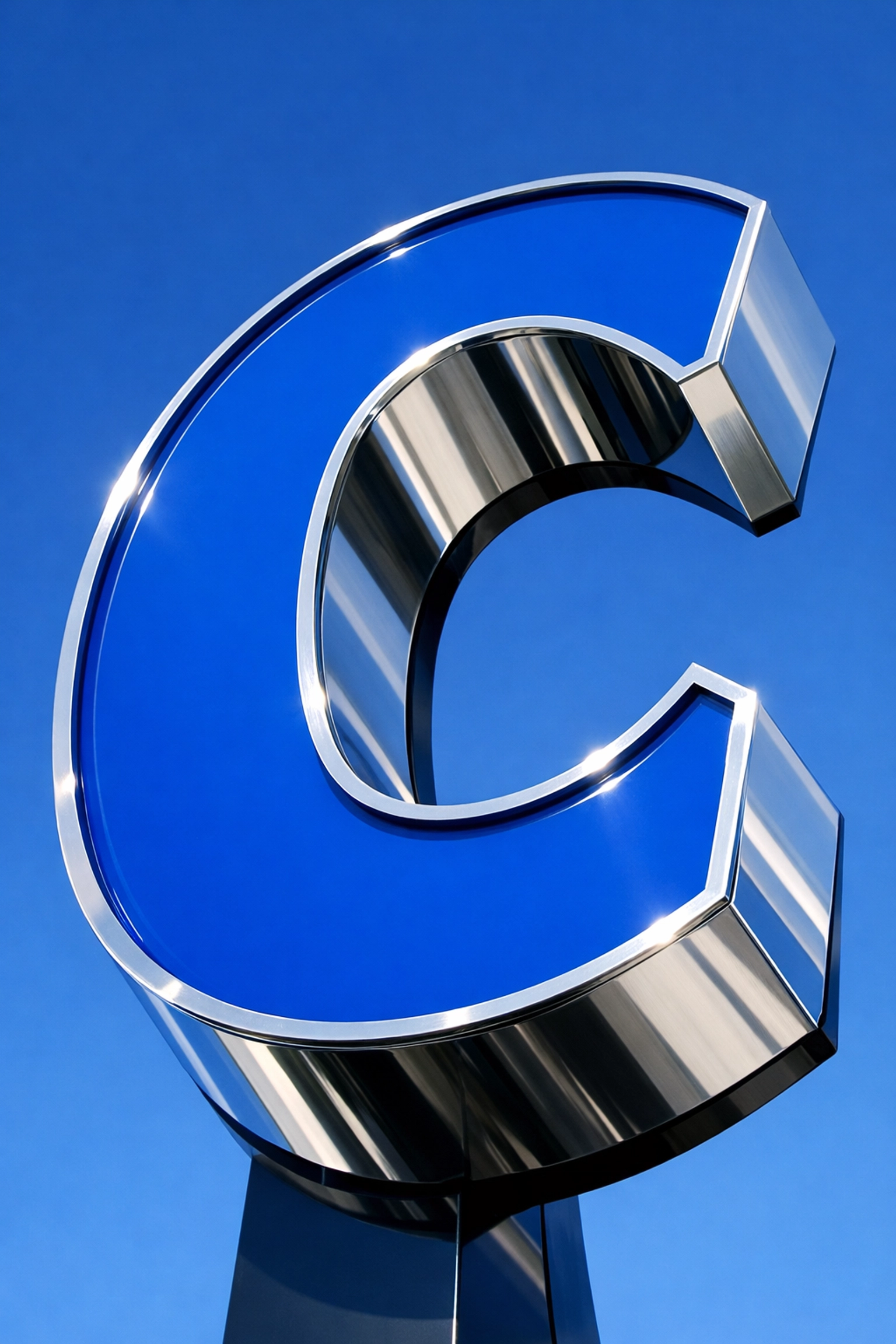 Durable blue acrylic channel letter sign with polished aluminum returns for professional business branding.