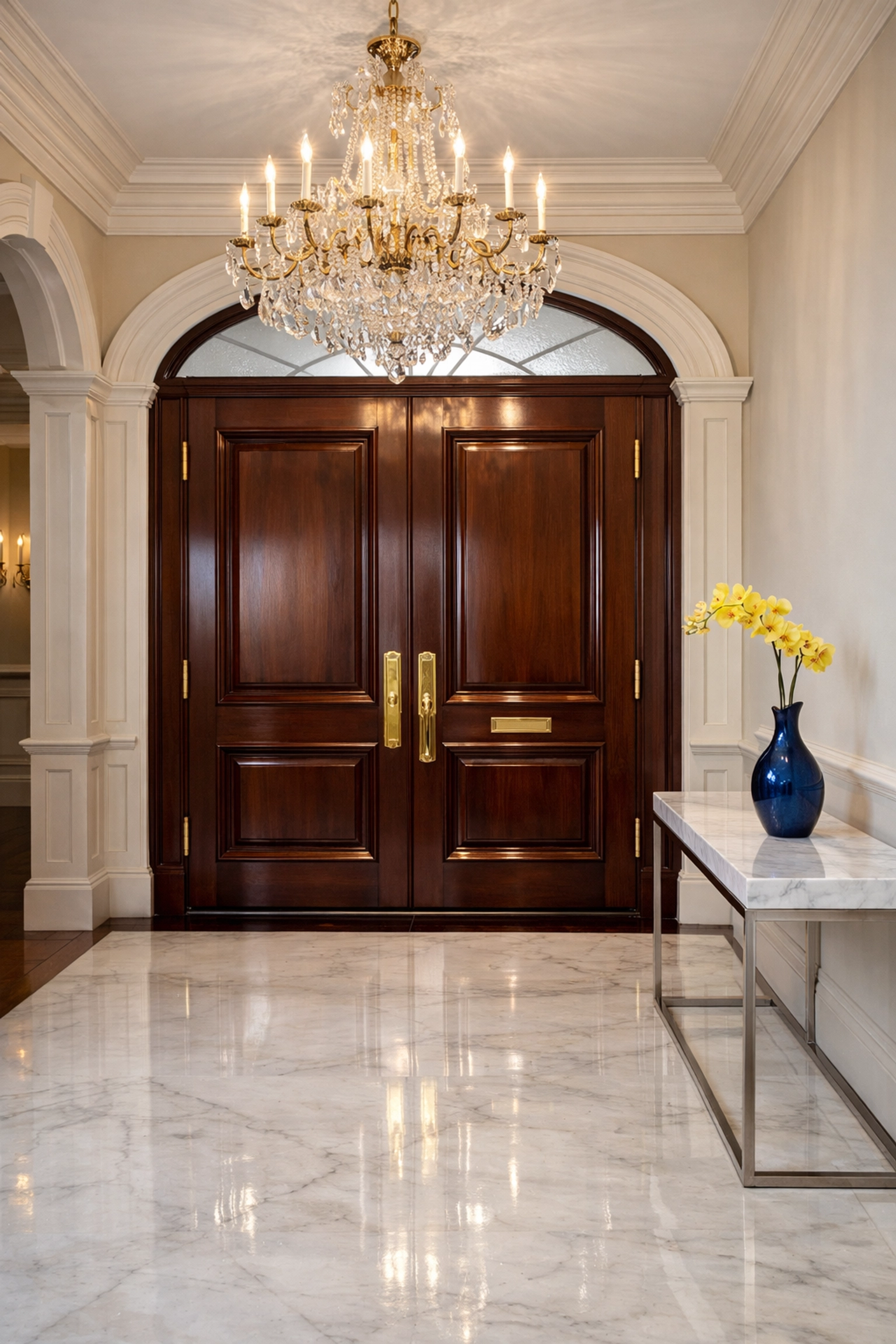 Pristine grand foyer reflecting high-end residential cleaning Massachusetts for luxury estates.