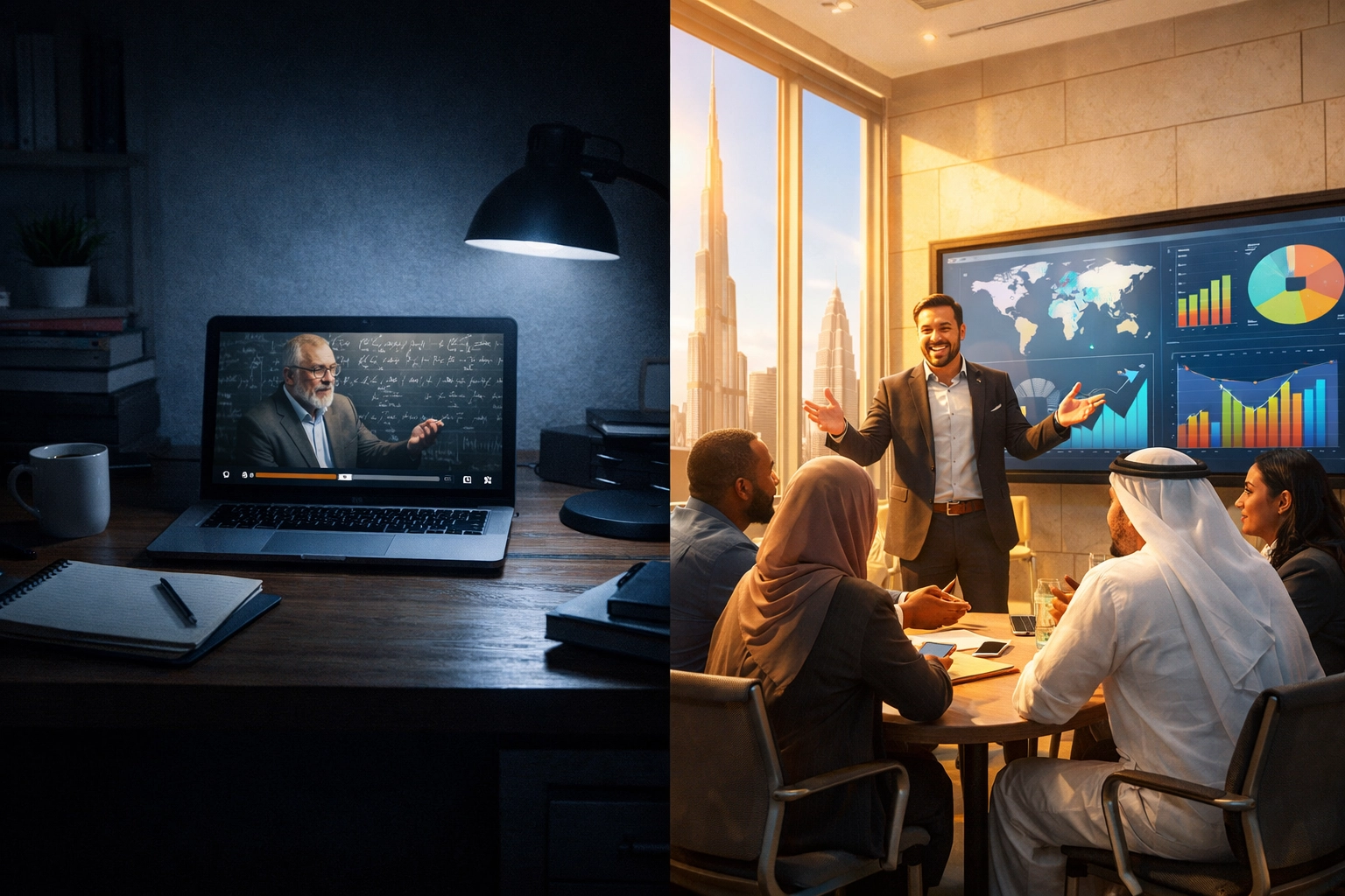 Comparison of online learning versus in-person data analytics training in Dubai classroom