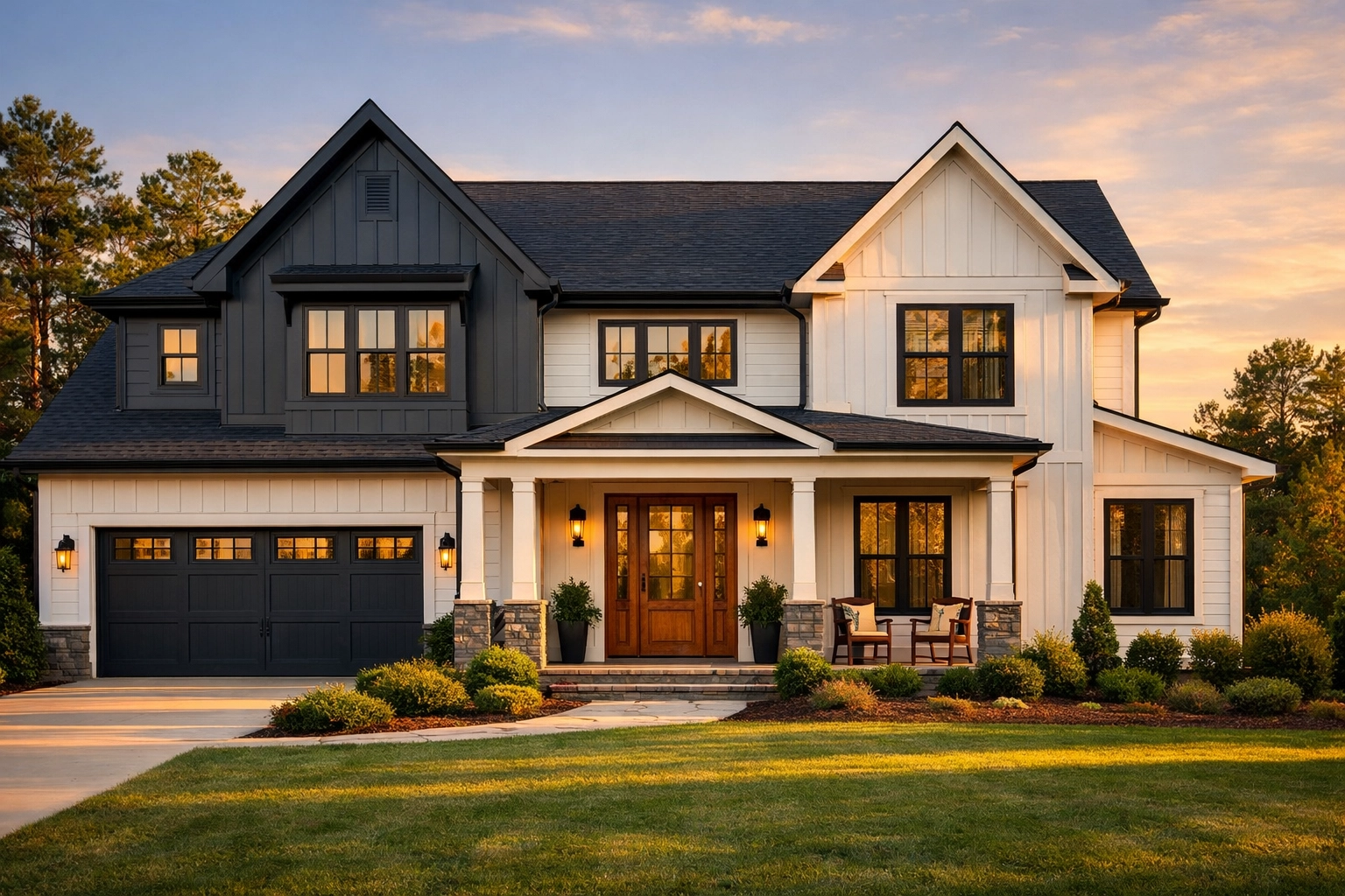 Modern two-story suburban home representing single-family listings in the Triangle real estate market.