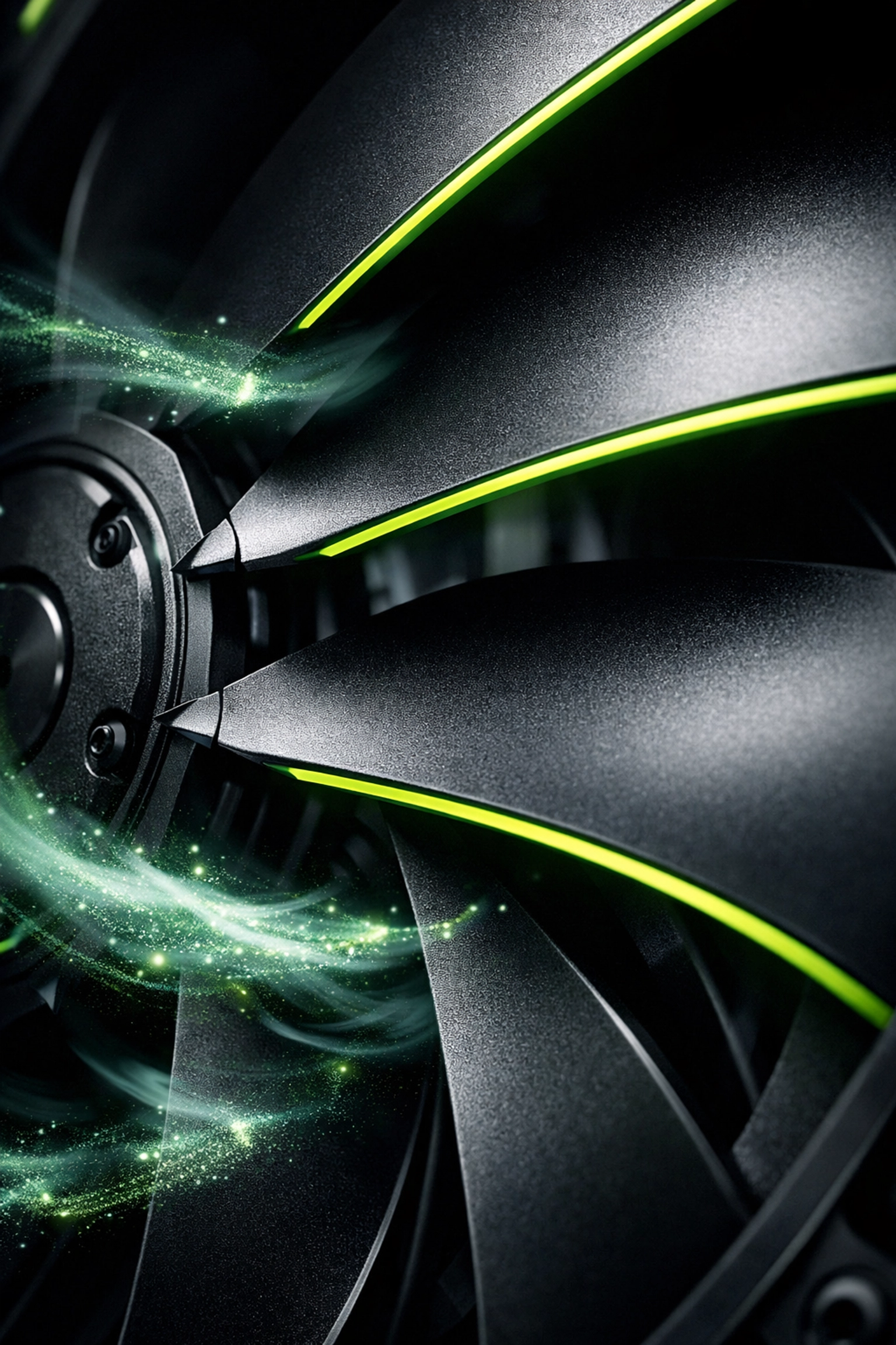 Close-up of high-performance cooling fan blades representing precision climate control and HVAC repair Houston.