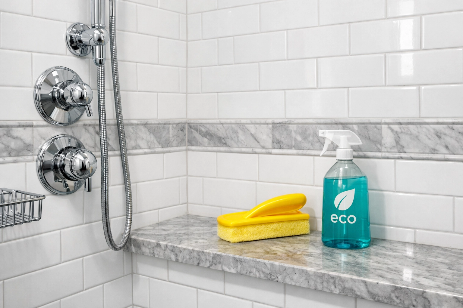 Sparkling bathroom tiles and clean grout after a professional session of deep cleaning in Sharon, Massachusetts.