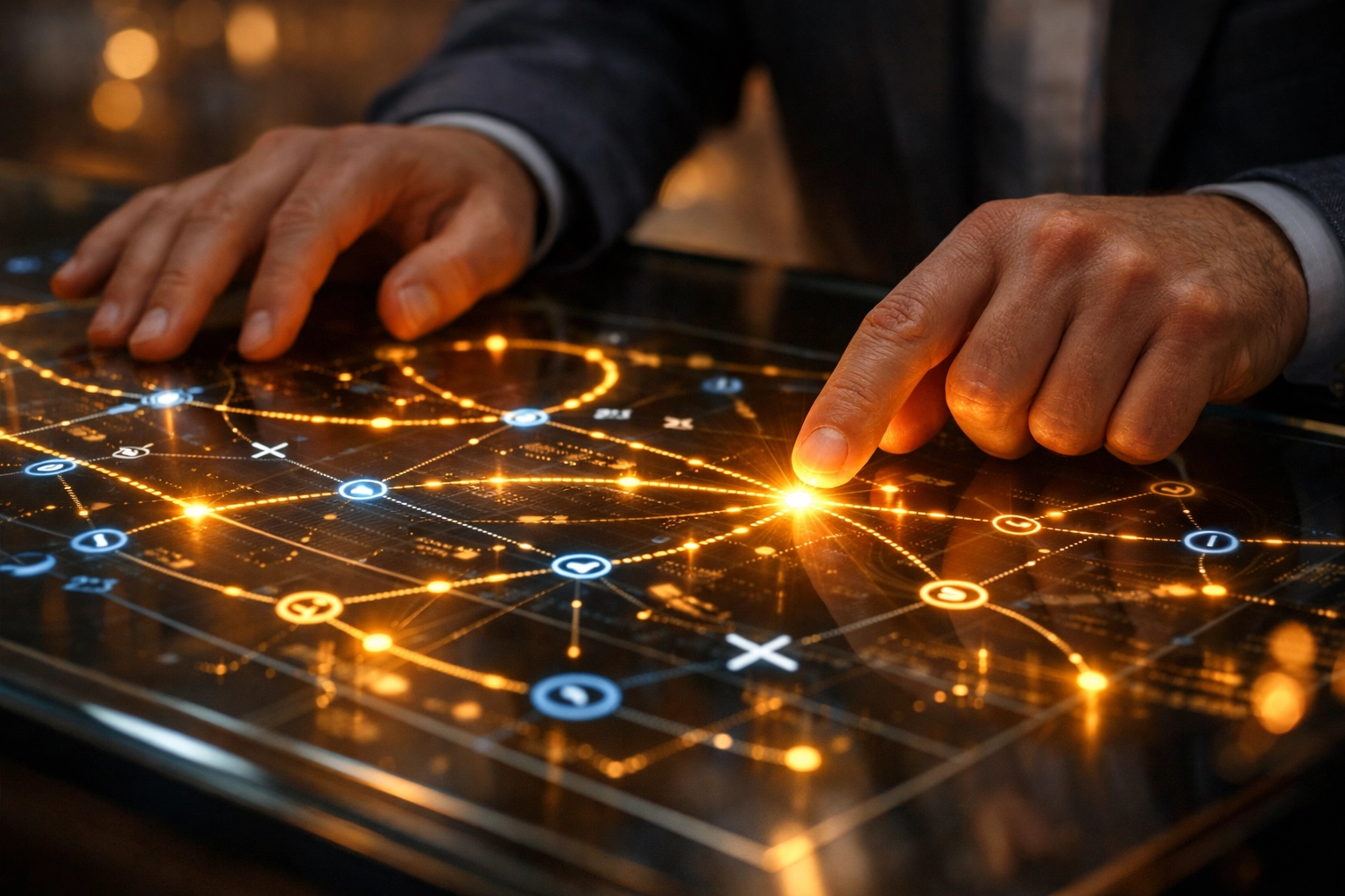 Digital marketing expert managing website maintenance services through an interactive data interface.