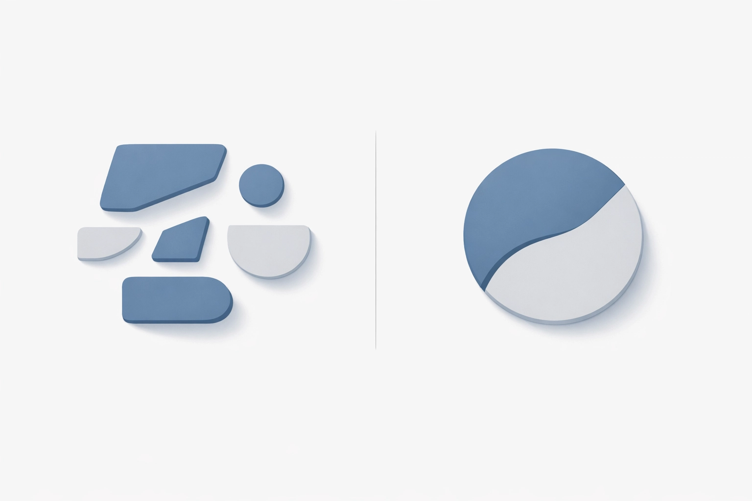 Clean abstract illustration depicting the transition from disorganized digital clutter to a stable, secure website structure.