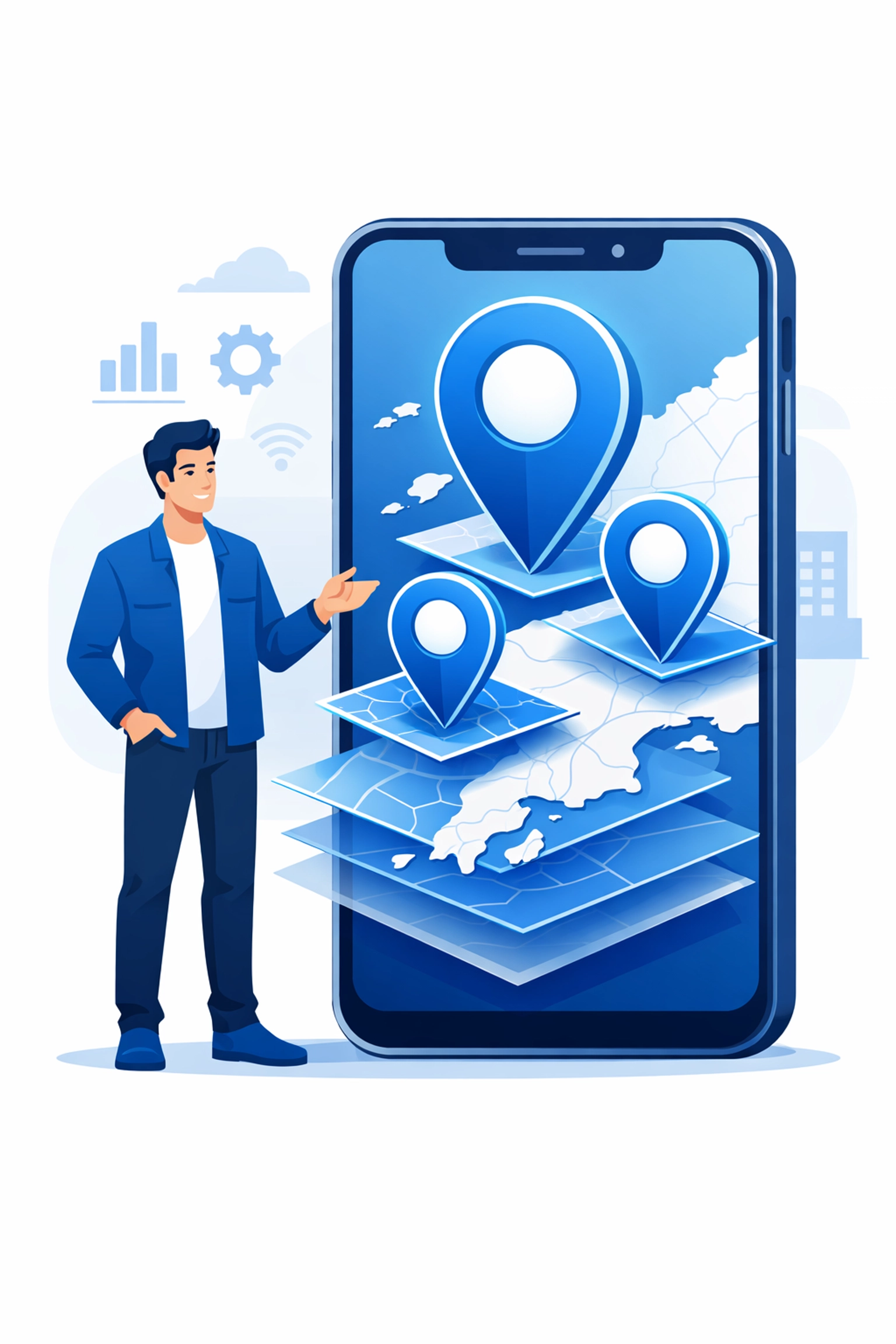 Local SEO services showing Google Map pack pins for Monmouth County businesses.