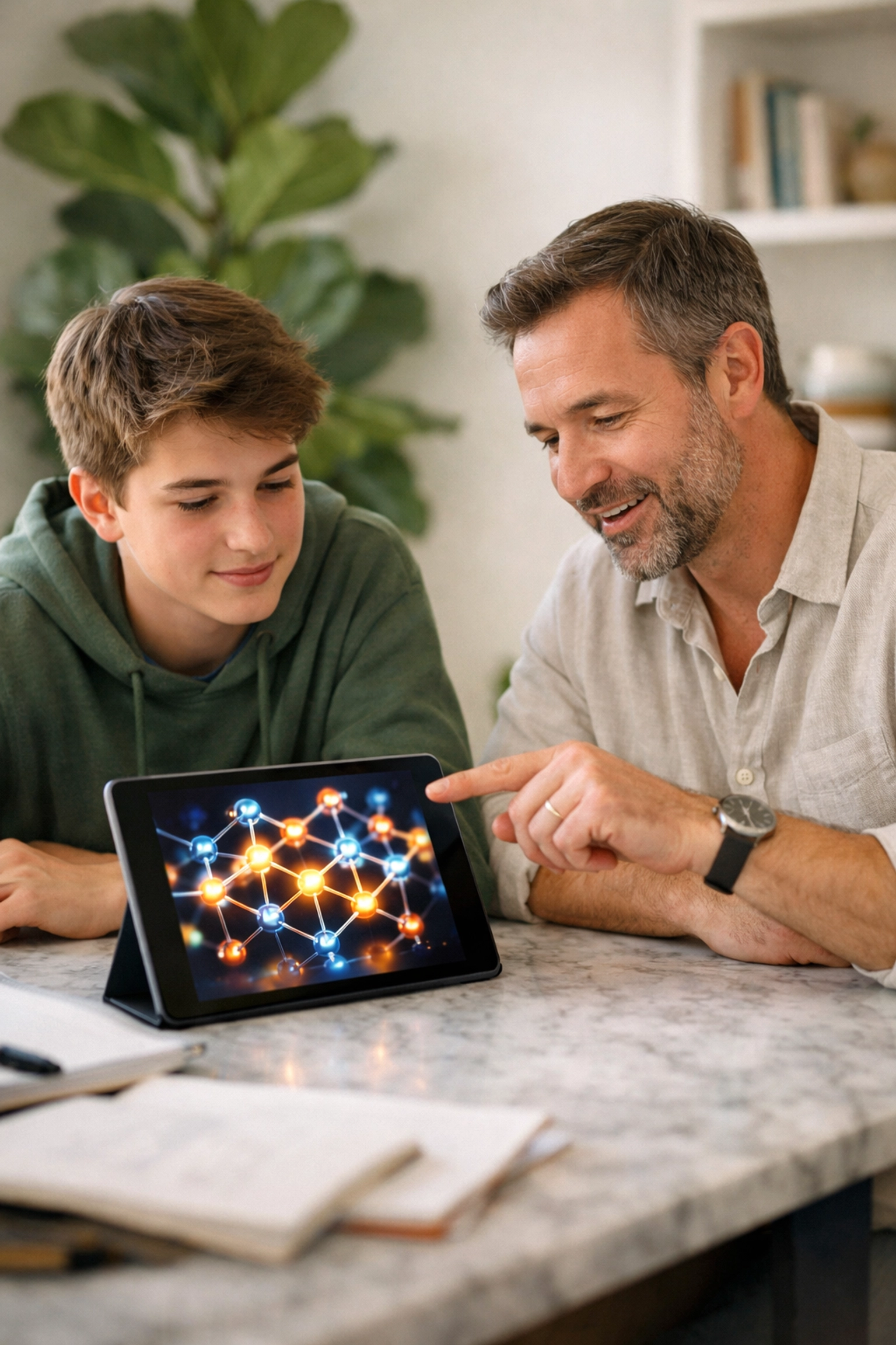 Private A Level Chemistry tutor providing personalized support and visual learning for a student in a London home.