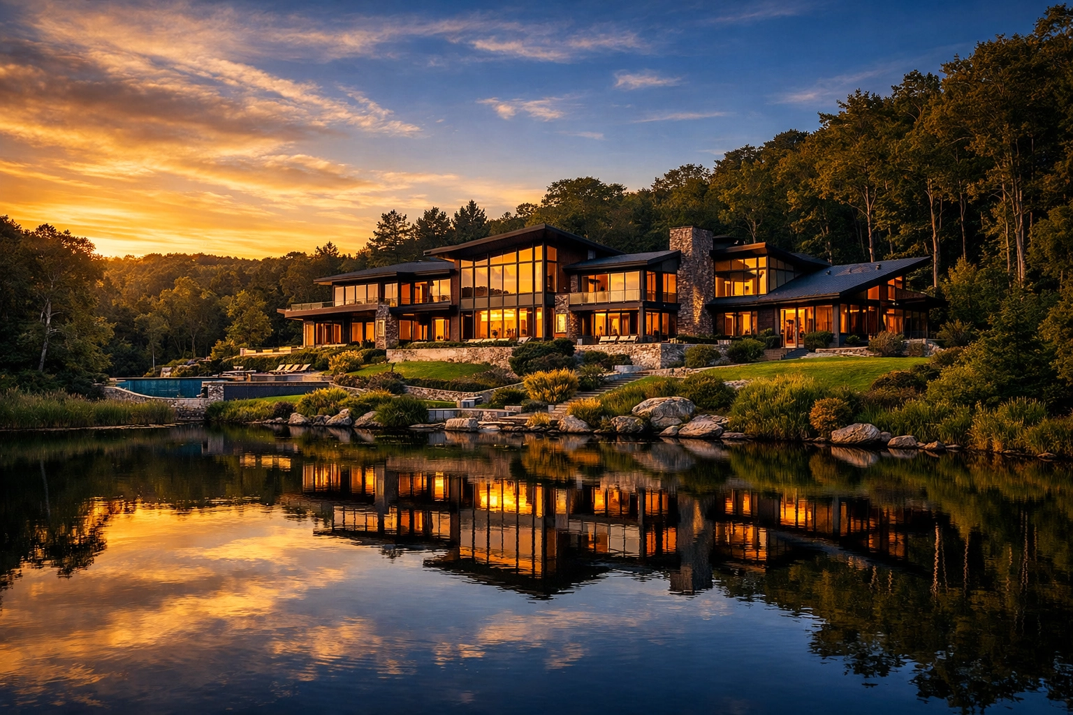 Luxury Dover estate surrounded by nature, requiring expert residential cleaning to manage outdoor dust.