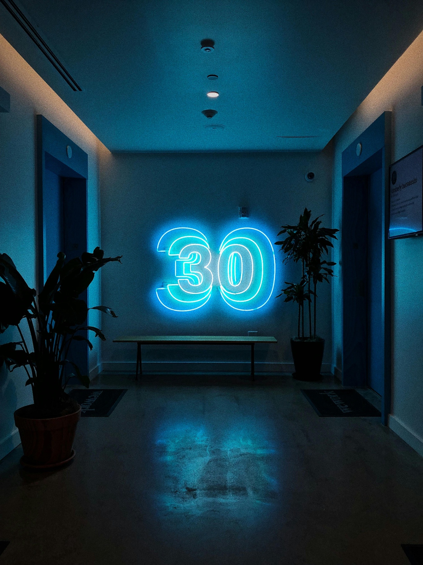 Blue Custom LED Neon '30' Sign