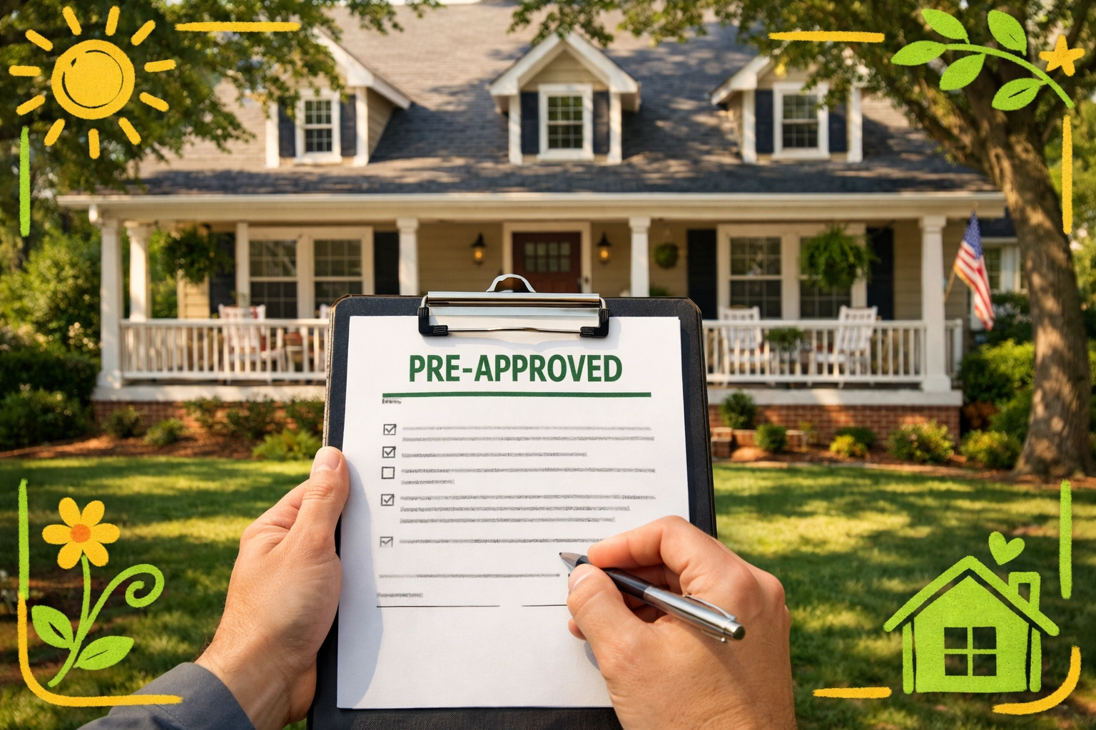 Traditional farmhouse home with pre-approval paperwork for Marietta Georgia buyer