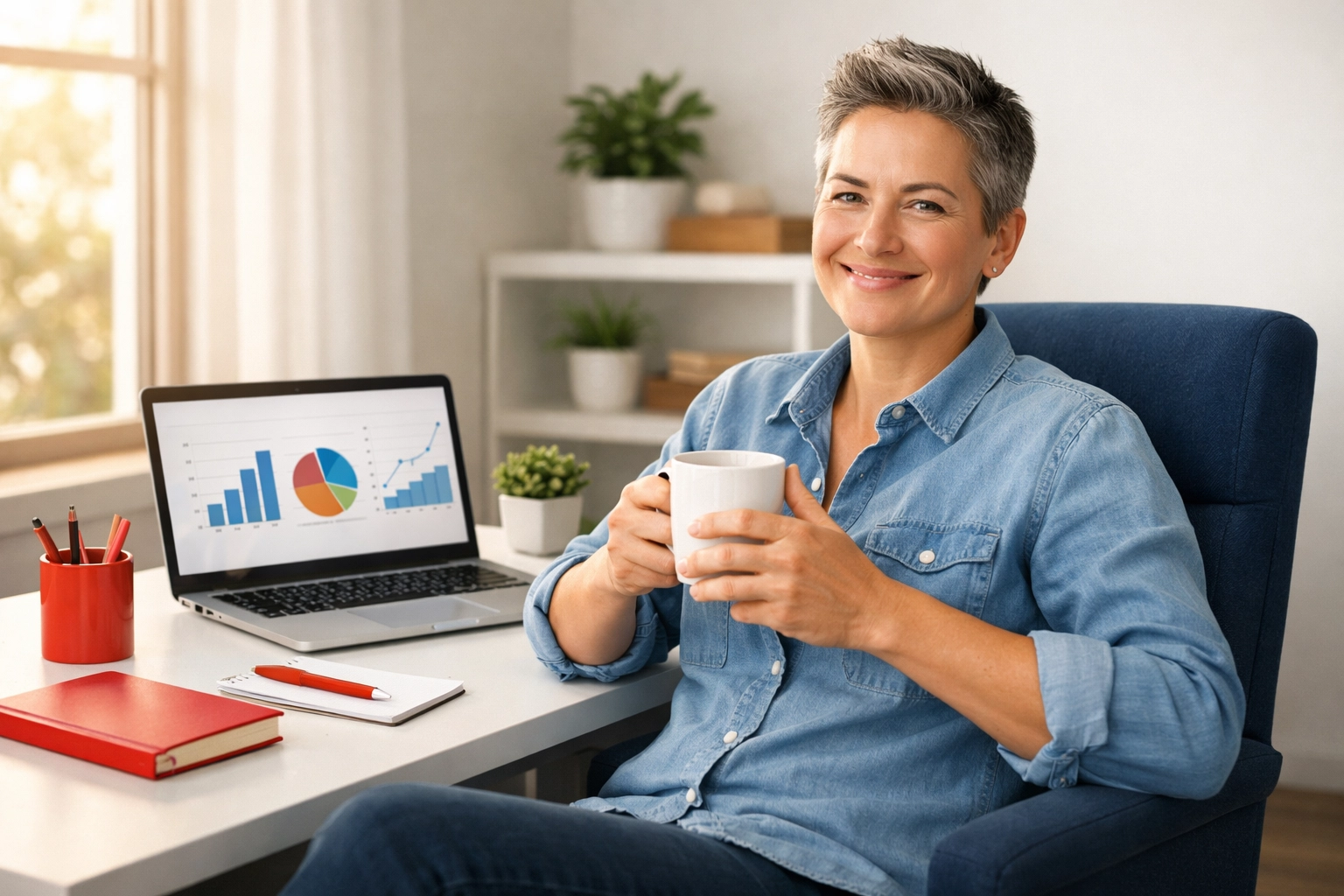 Confident small business owner managing tax returns stress-free with professional accountant support