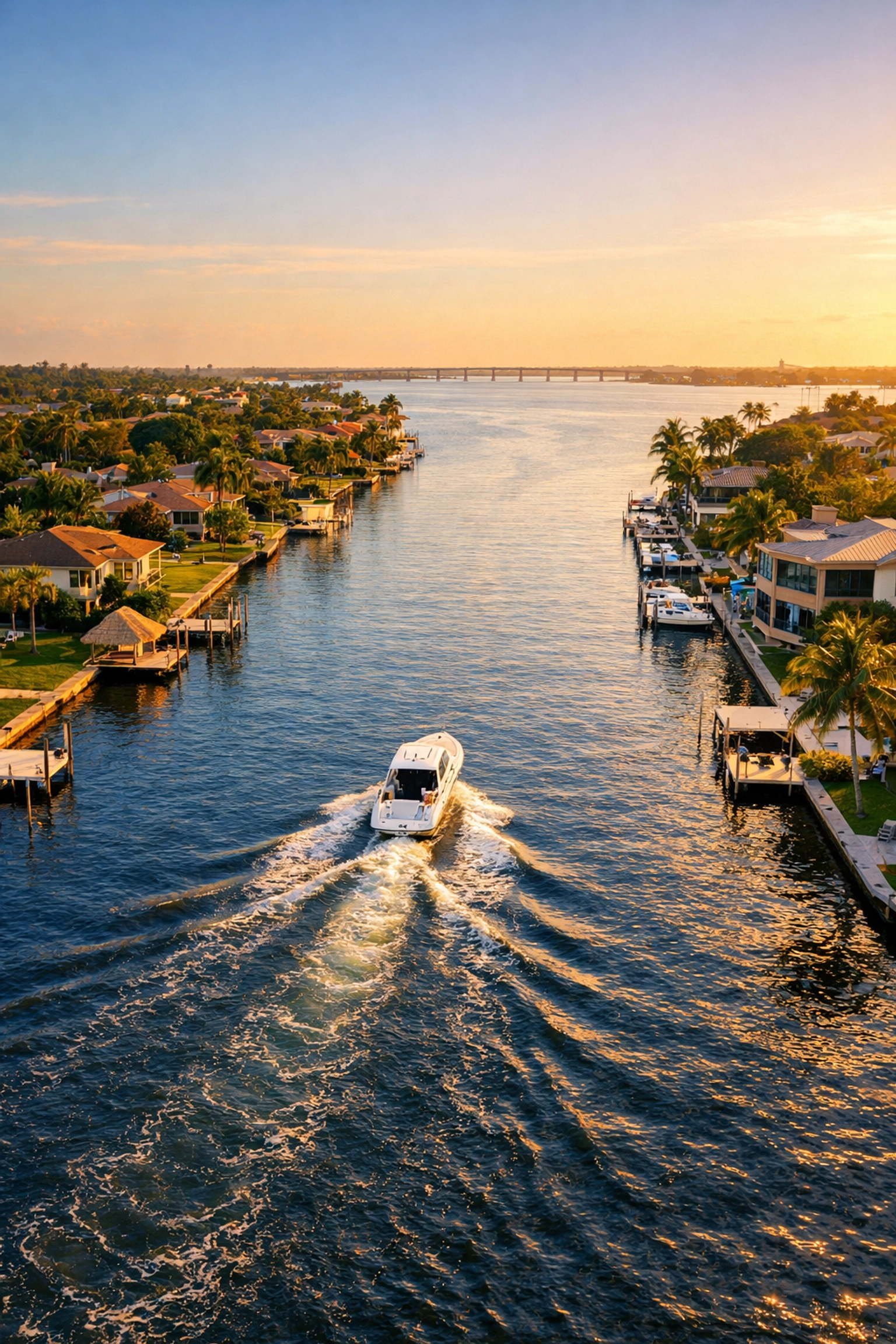 Aerial view of SWFL waterfront homes in the Southeast Cape Coral quadrant with Gulf access.