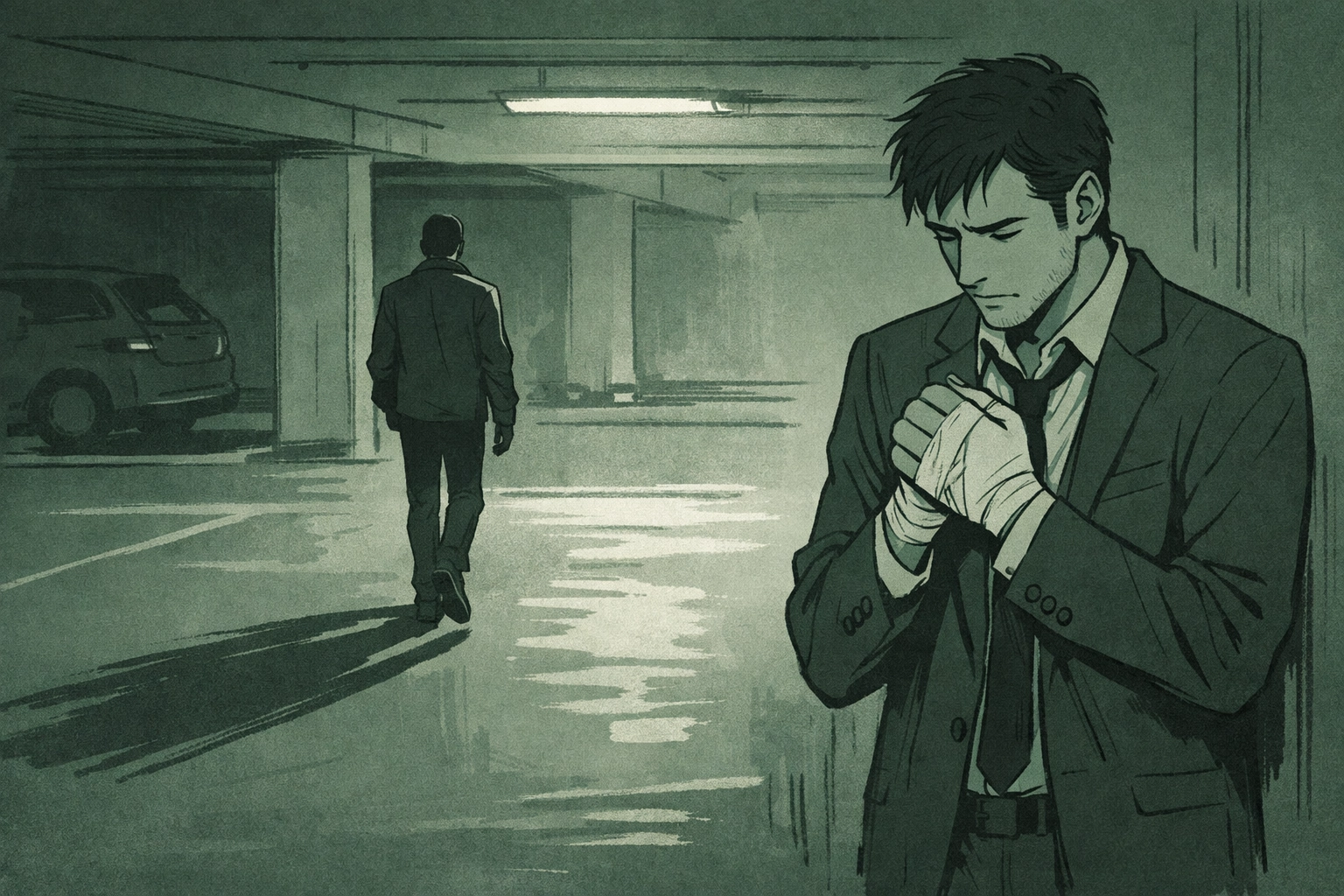 Lawyer with bandaged hands faces betrayal in parking garage - MM romance political thriller