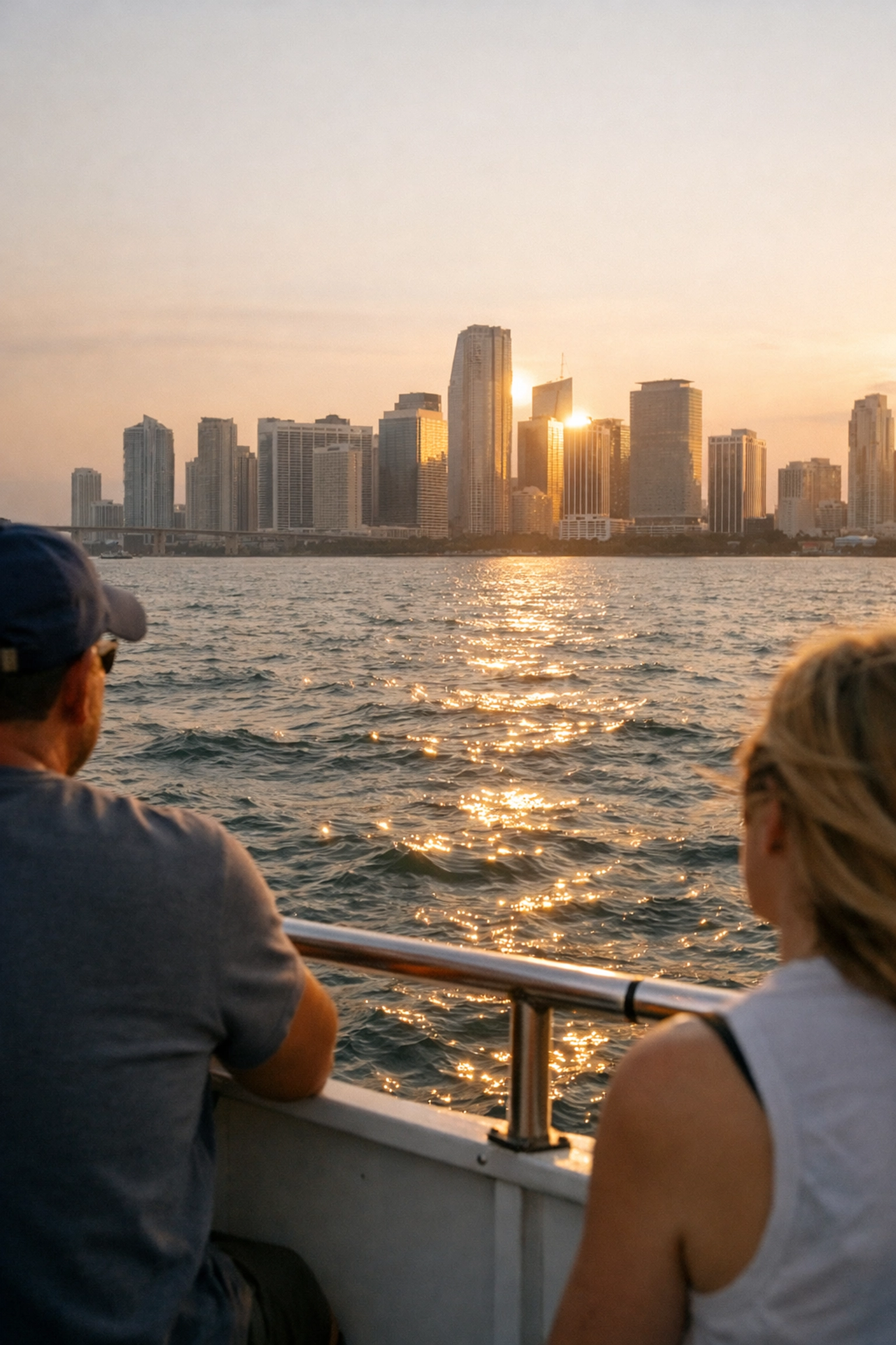 Sunset Biscayne Bay cruise with Miami skyline views, one of the most fun things to do in Miami