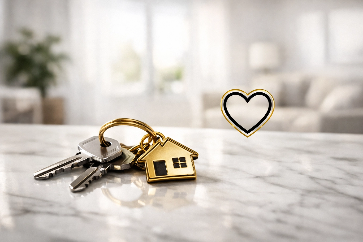House keys on a clean counter representing a seamless real estate transition and downsizing in Dublin Ohio.