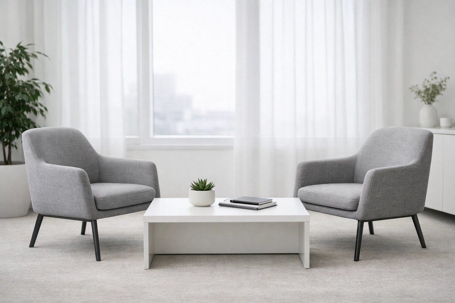 Professional tax office meeting area for client consultations and onboarding