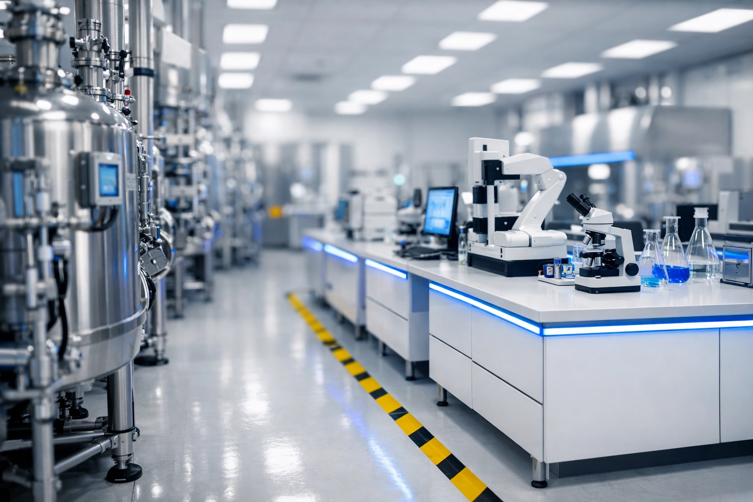 Pristine biotech laboratory in Waltham featuring sterile workstations and professional equipment.
