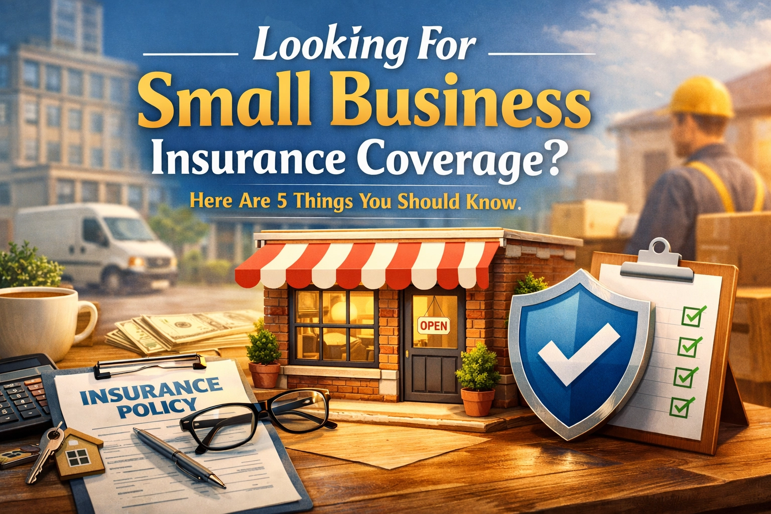 Featured lead image: A small business owner standing in a bright workspace with a subtle green (#54B435) accent and light background (#EDFBE2), symbolizing protection and stability.