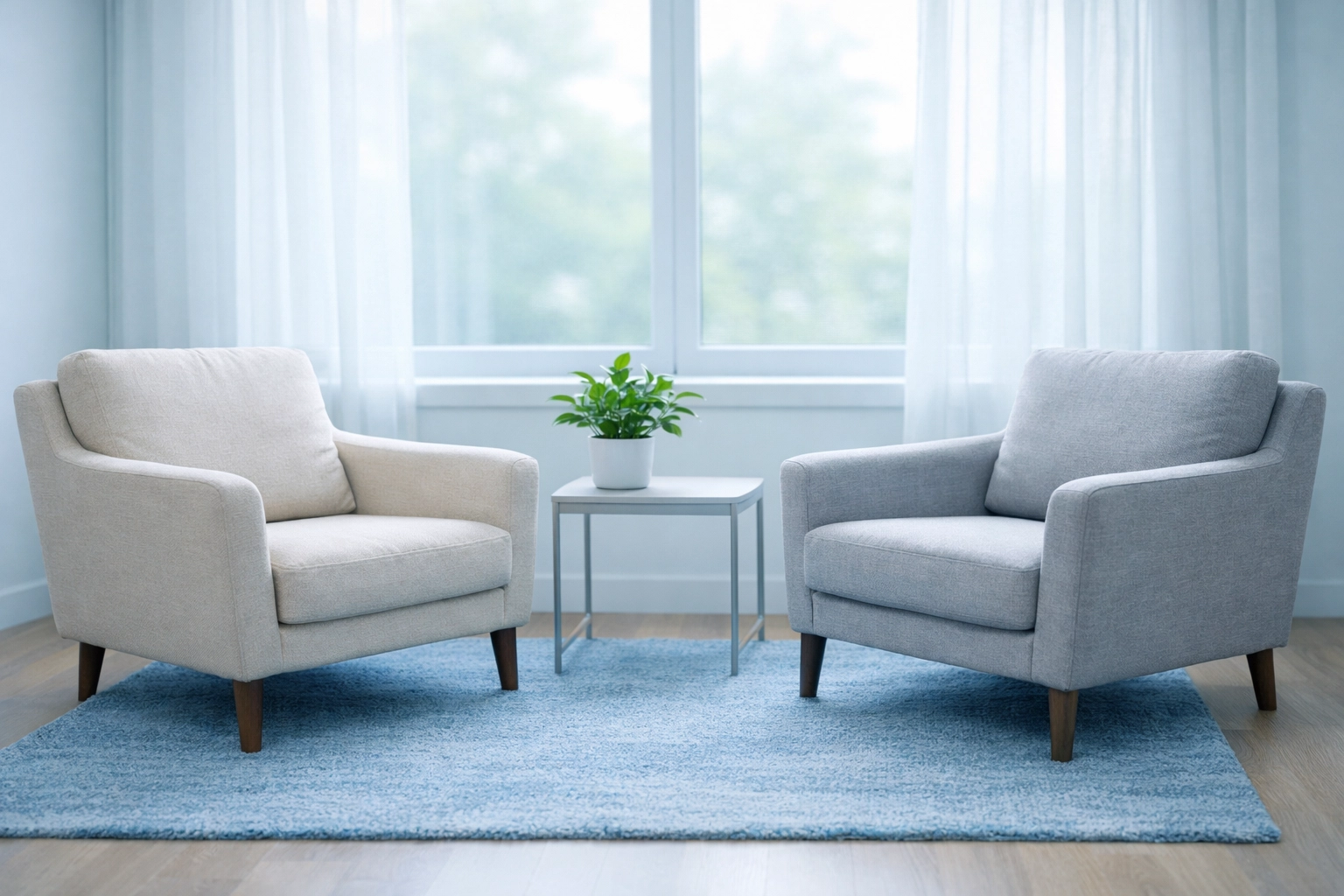 A serene clinical therapy room at Keystone Therapy, designed for mind-body recovery from burnout and trauma.