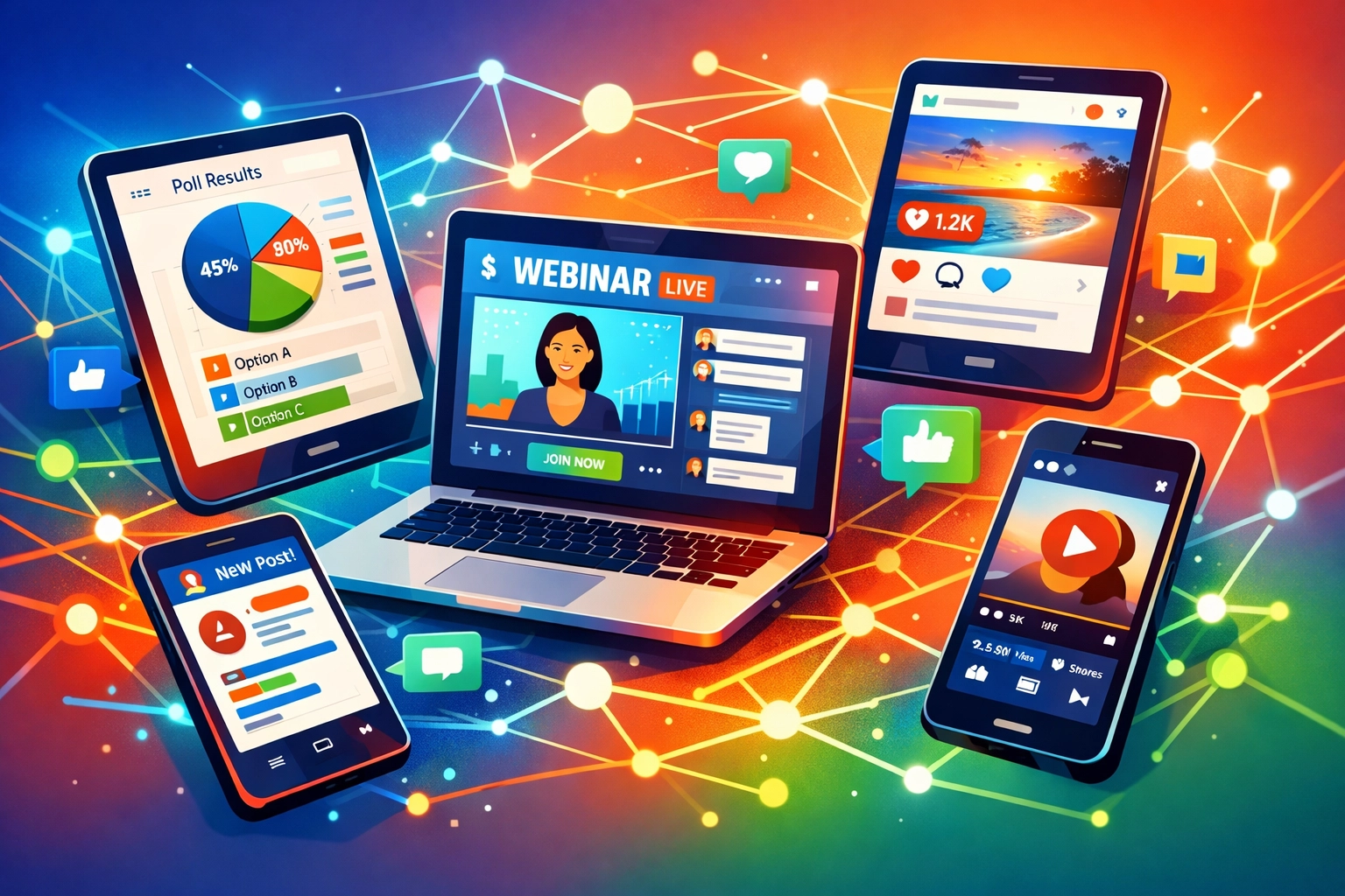 Simon Leung multi-platform digital engagement across laptop, tablet, and smartphone devices