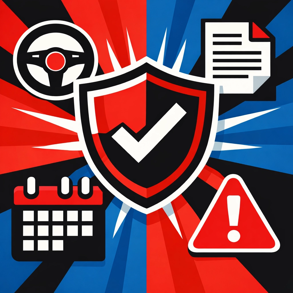 Transport compliance protection shield representing proactive DVSA audit readiness