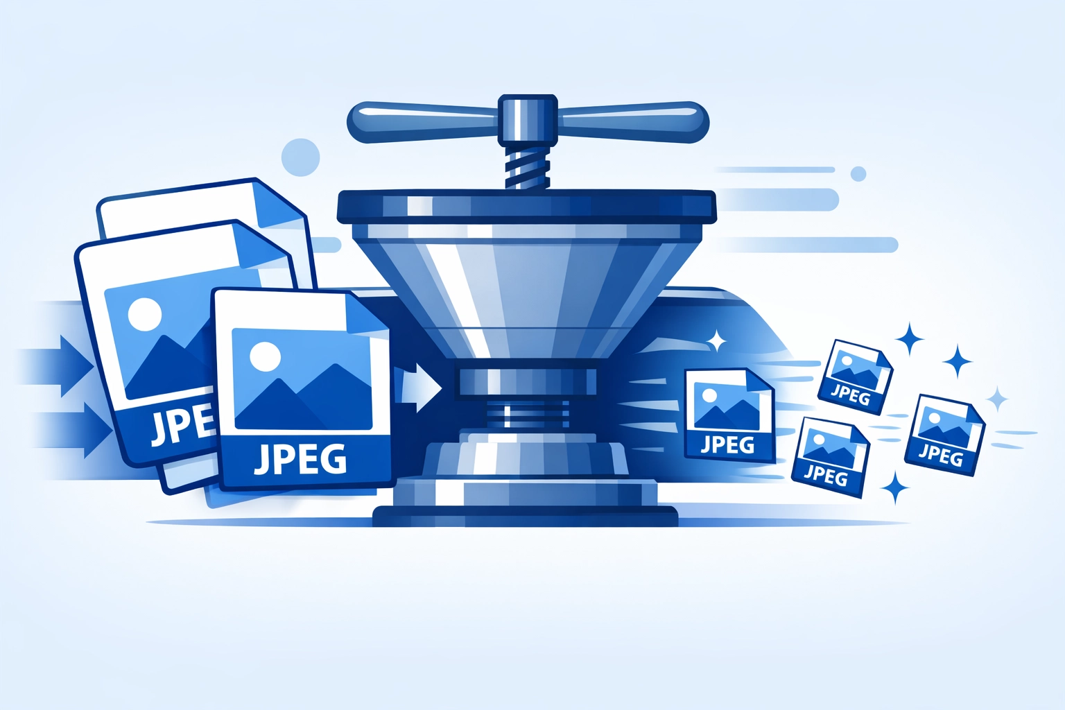 Image compression process reducing large file sizes for faster website performance