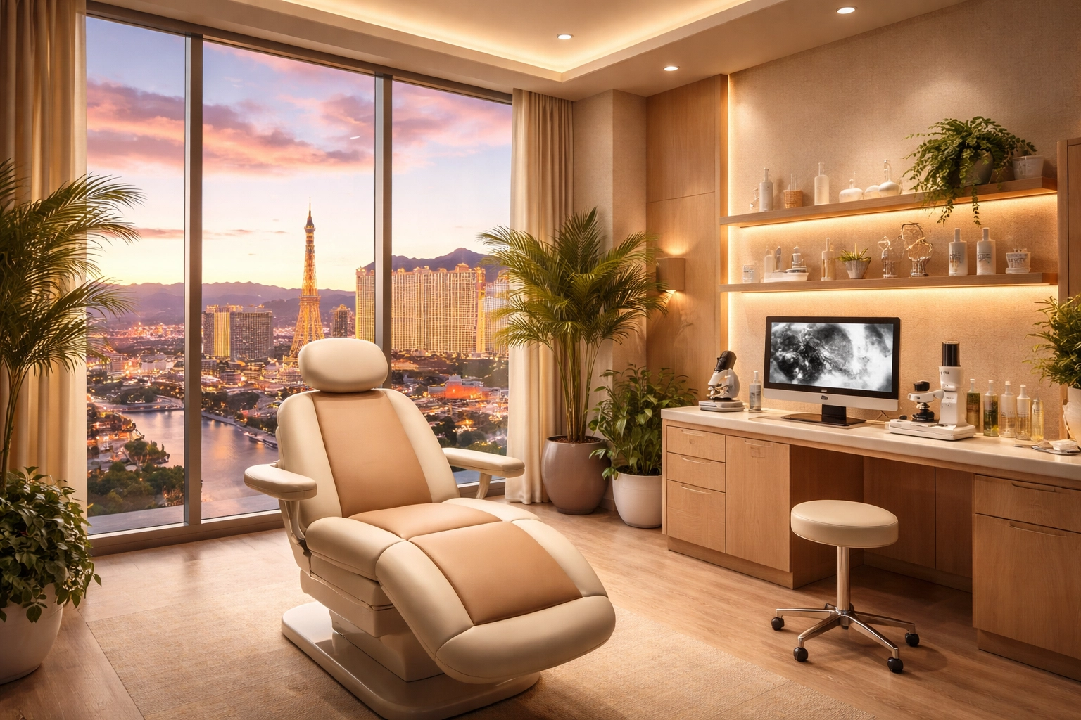 Modern Las Vegas hair restoration clinic featuring comfortable consultation space and expert medical equipment