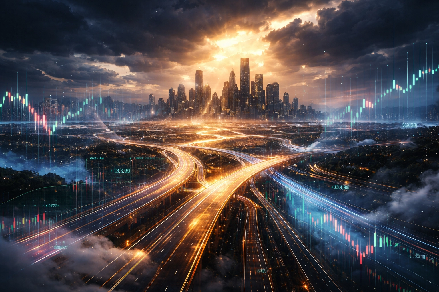 Financial landscape illustrating hedge fund strategies leveraging market volatility and opportunities in 2026