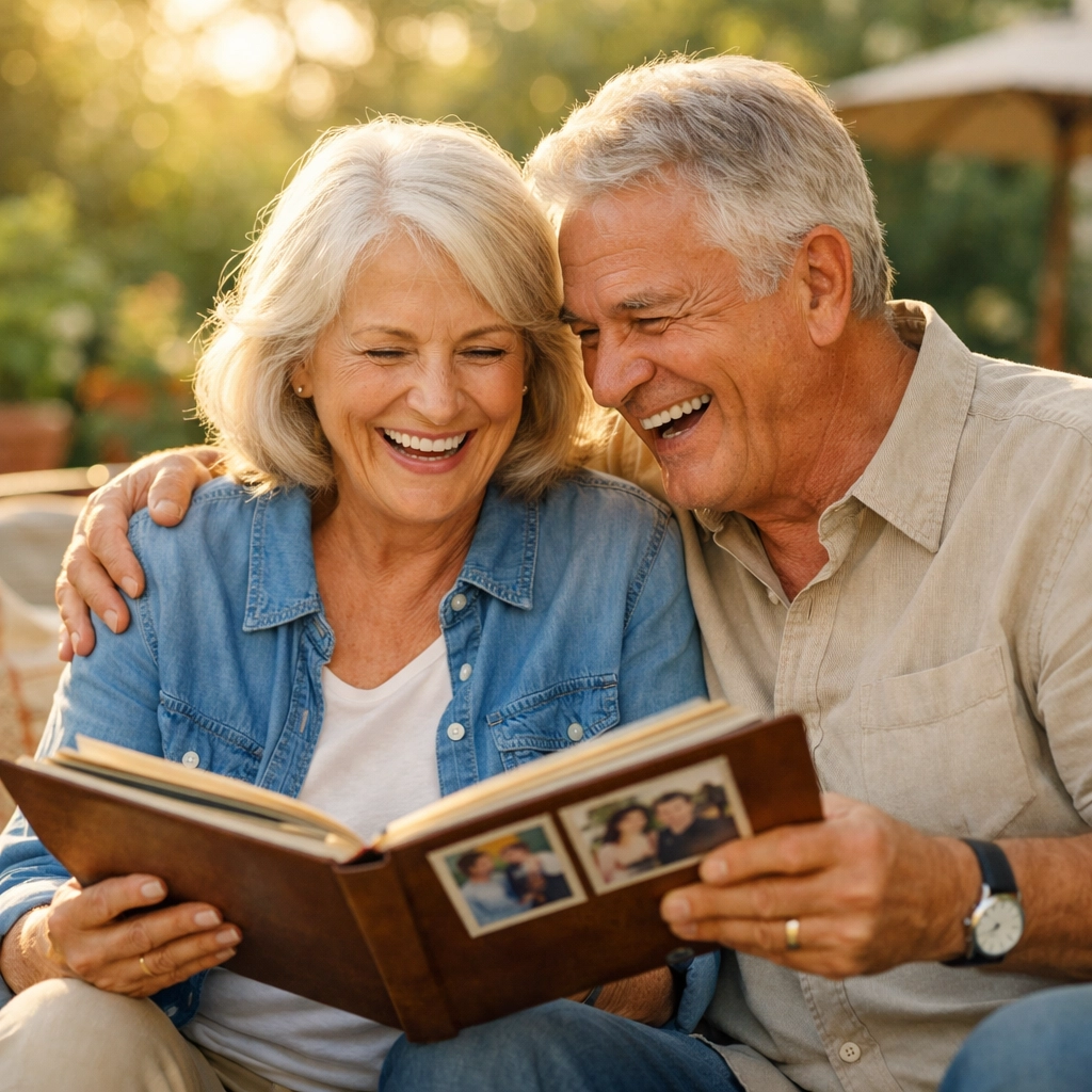Vibrant elderly couple laughing outdoors, enjoying the peace of mind that senior life insurance provides. Vibrant elderly couple laughing outdoors, enjoying the peace of mind that senior life insurance provides.