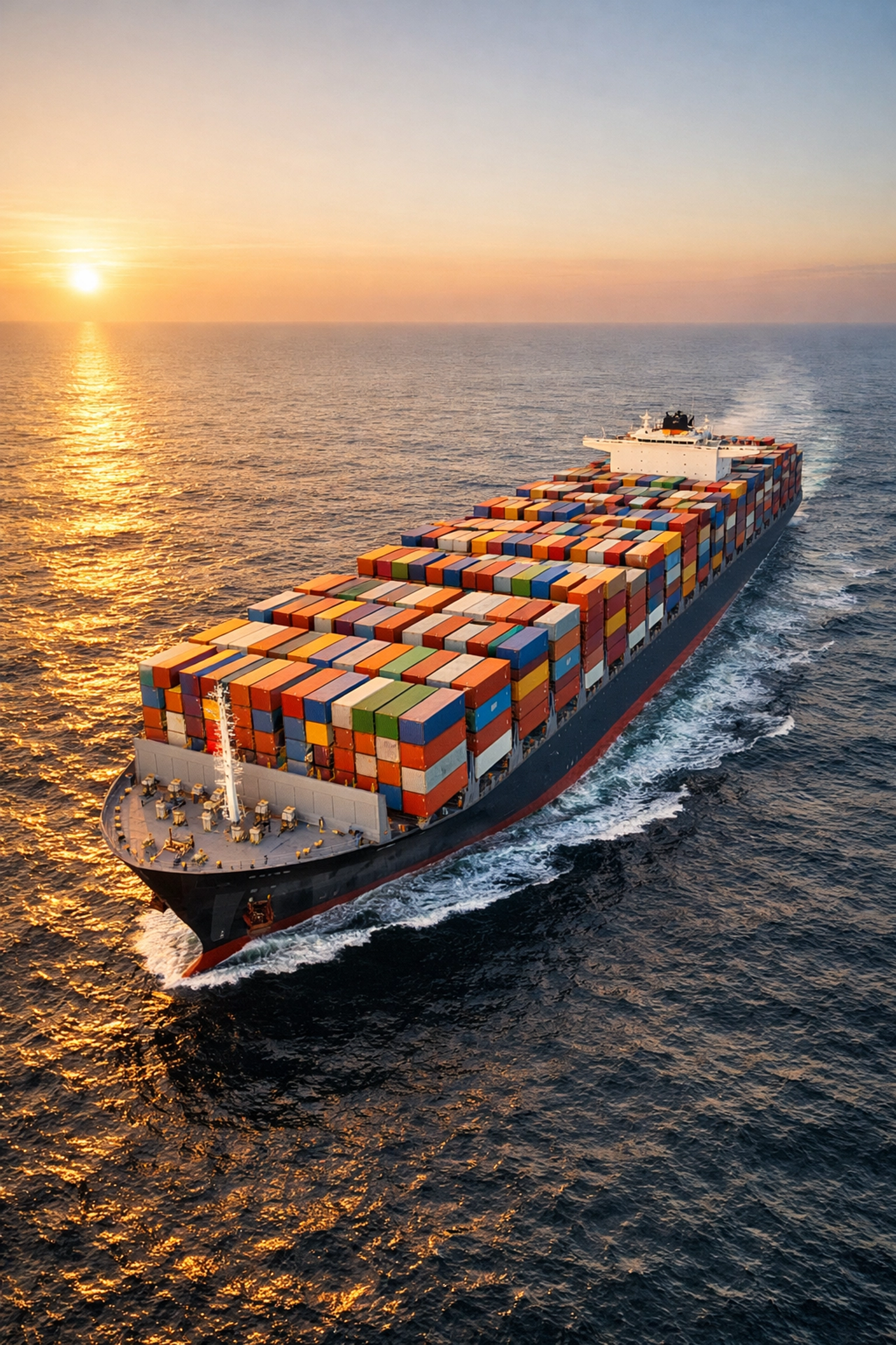 Large container ship at sea representing 2026 ocean freight costs and global shipping capacity.