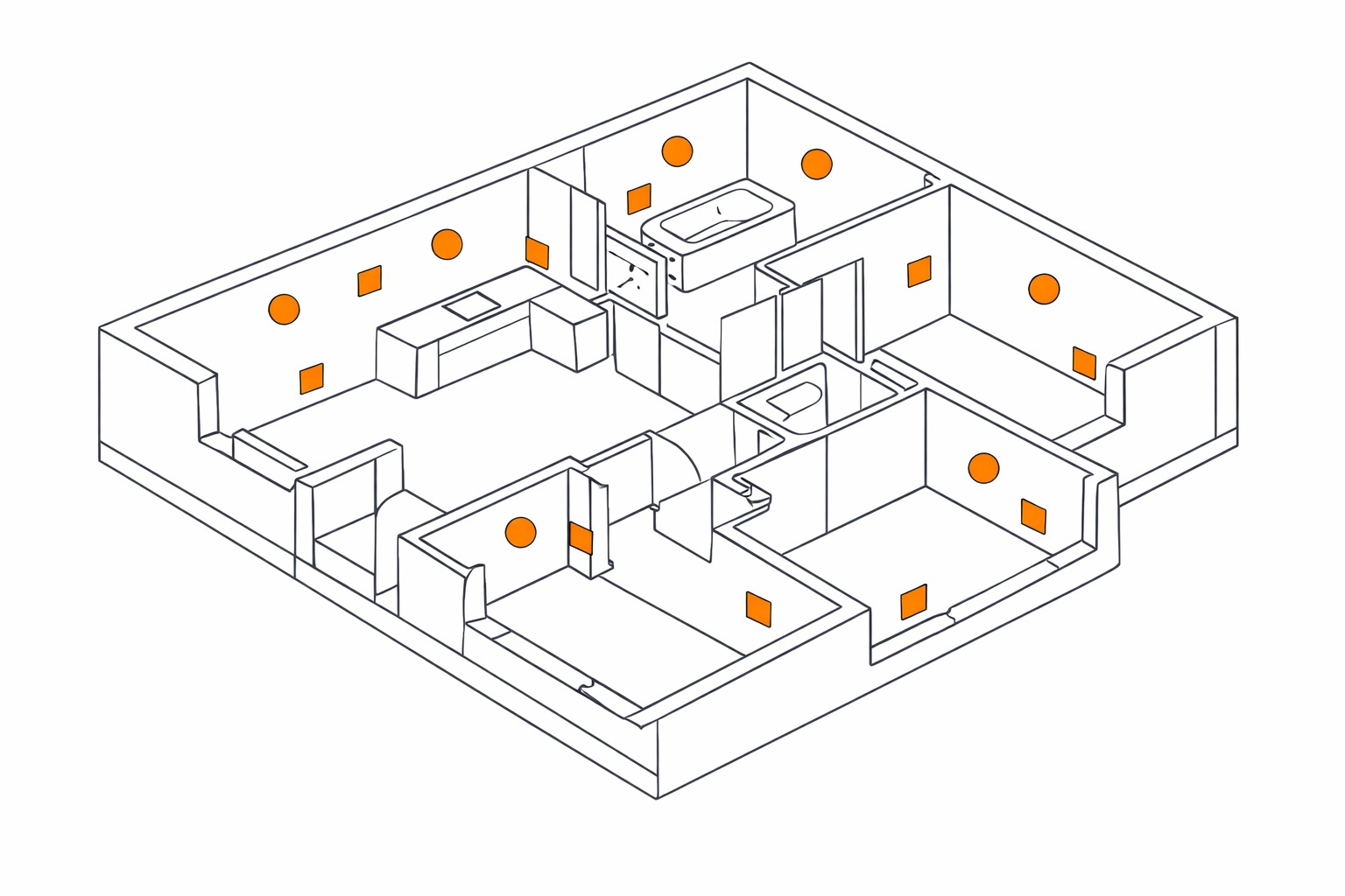 Digitaler Grundriss für die Planung von Elektroinstallationen in Niederösterreich.