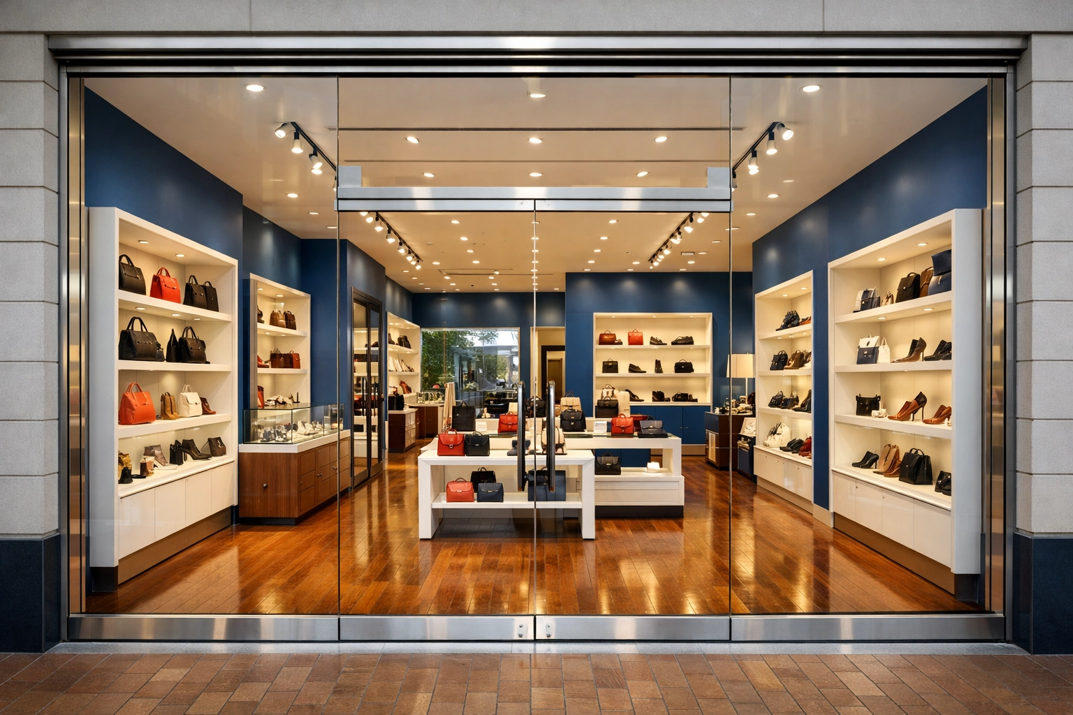 Spotless Foxborough retail storefront with clean windows and floors, ensuring a professional first impression.