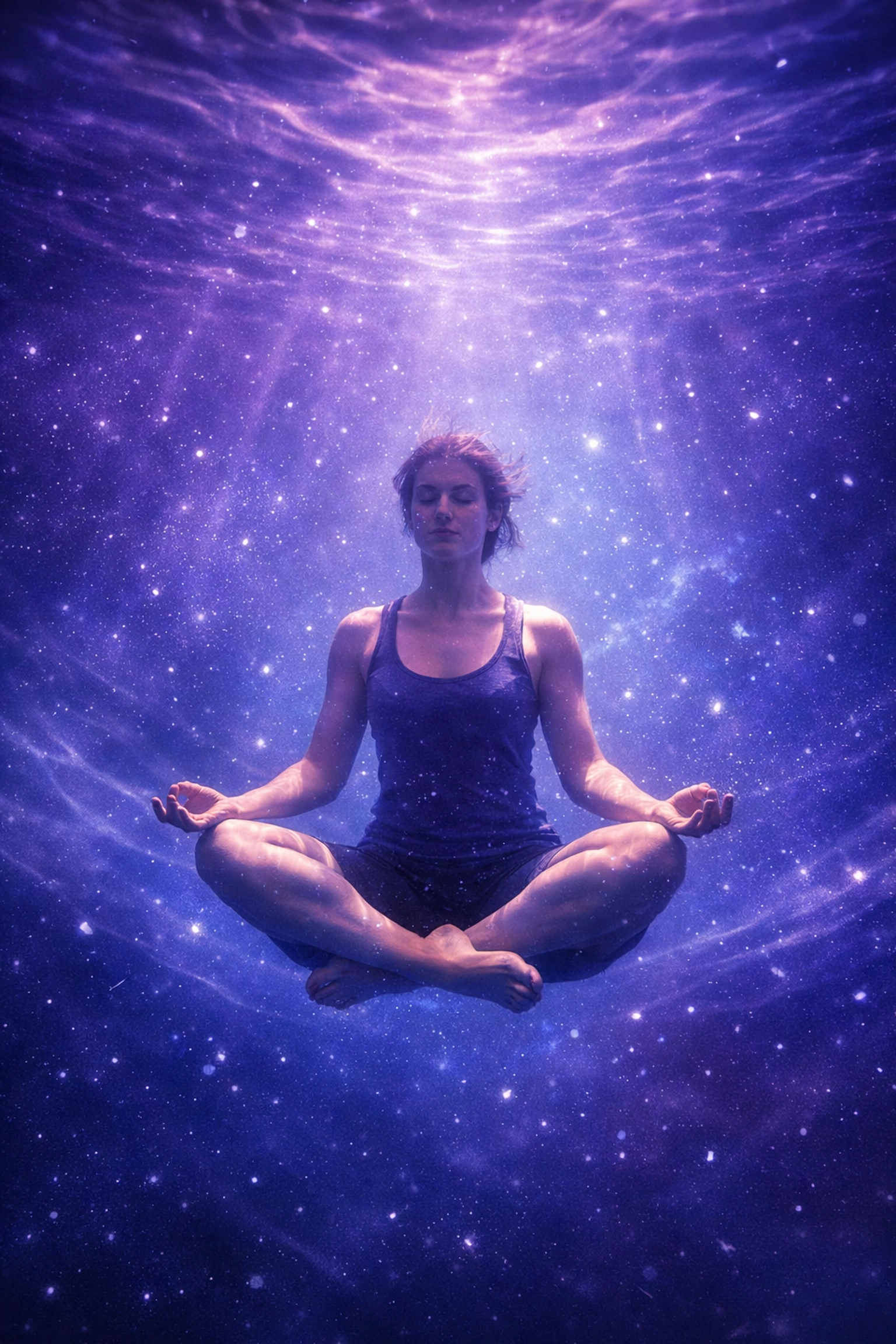 Person in theta state meditation demonstrating subconscious mind reprogramming and deep relaxation