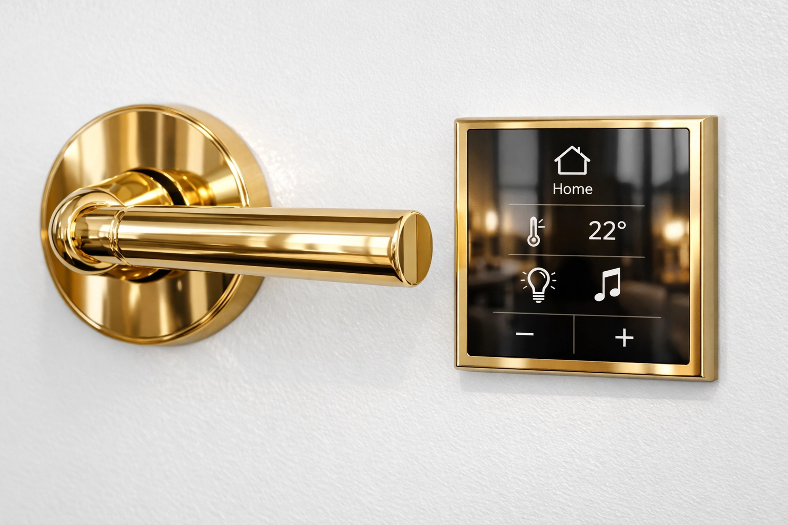 Sanitized brass door handle and smart home panel showing a spotless deep cleaning in a Foxborough home.