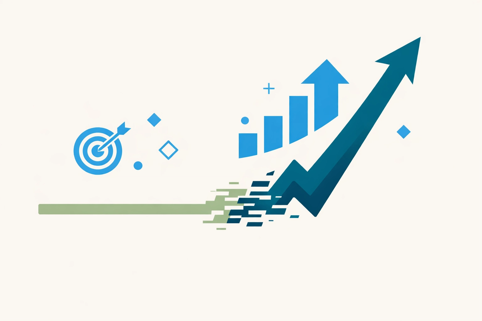 Strategic growth chart showing a brief migration dip followed by a sharp increase in organic search traffic.
